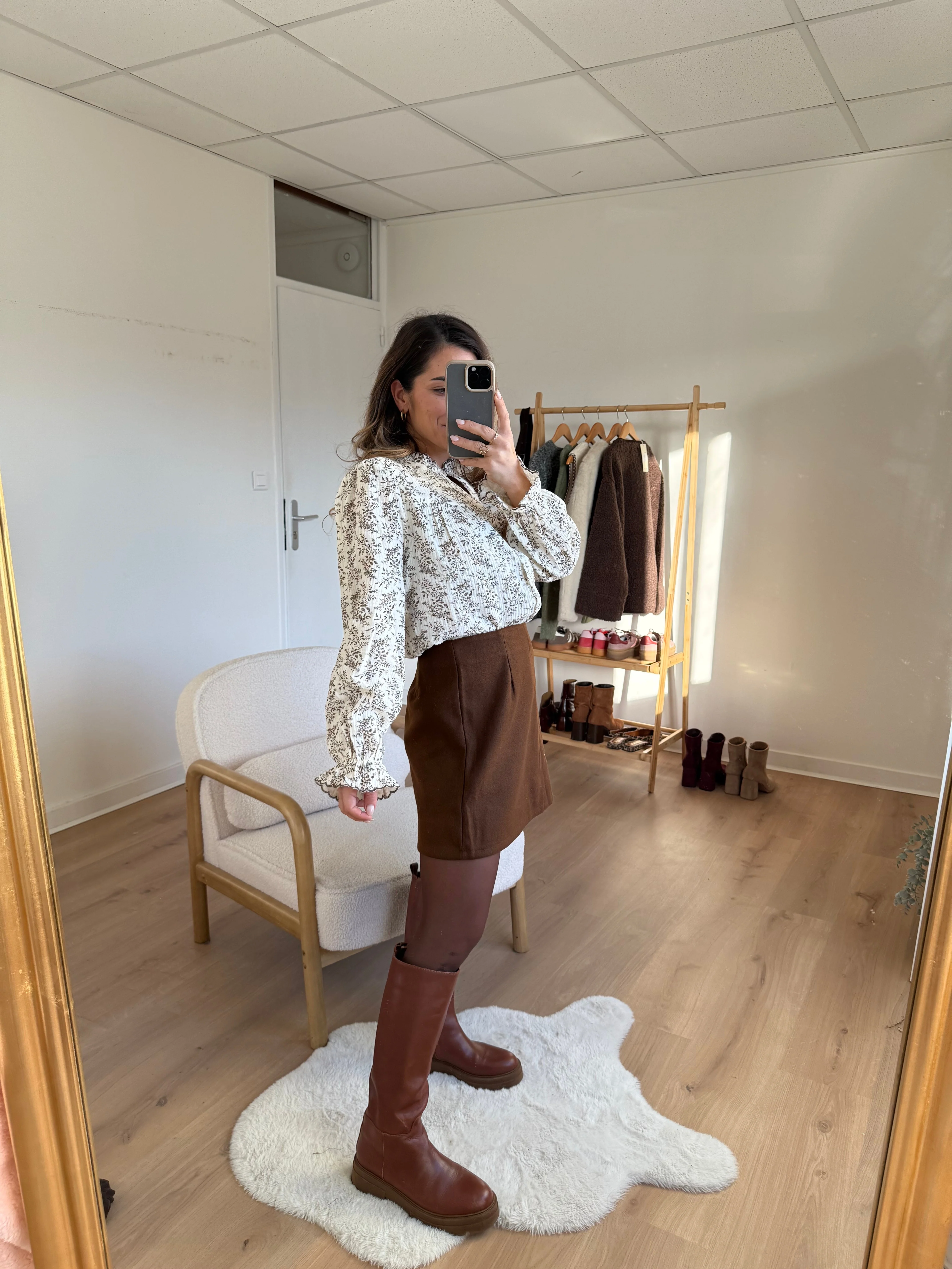 Jupe Effet Laine Lou Chocolat - Image 9