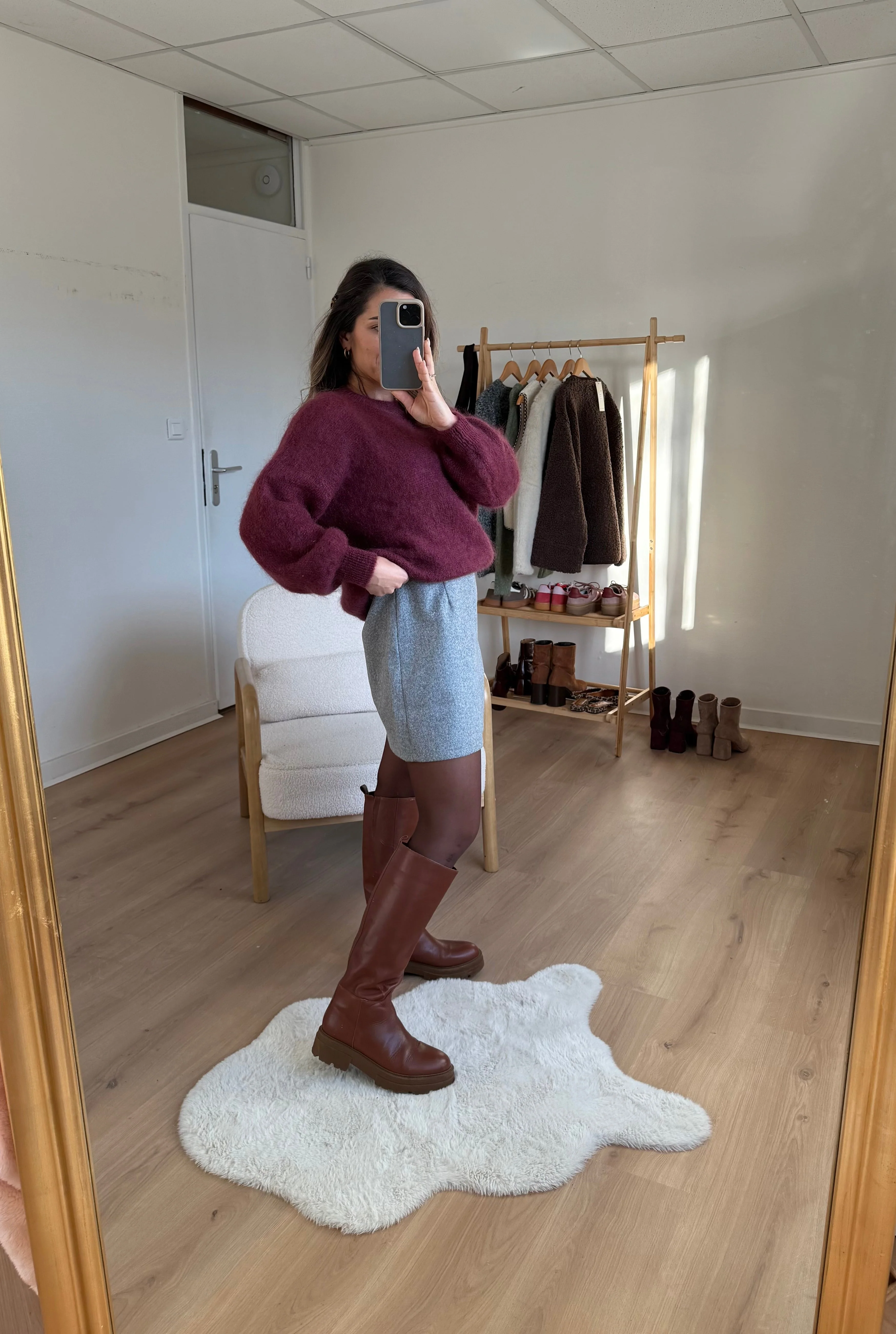 Jupe Effet Laine Lou Grise - Image 2