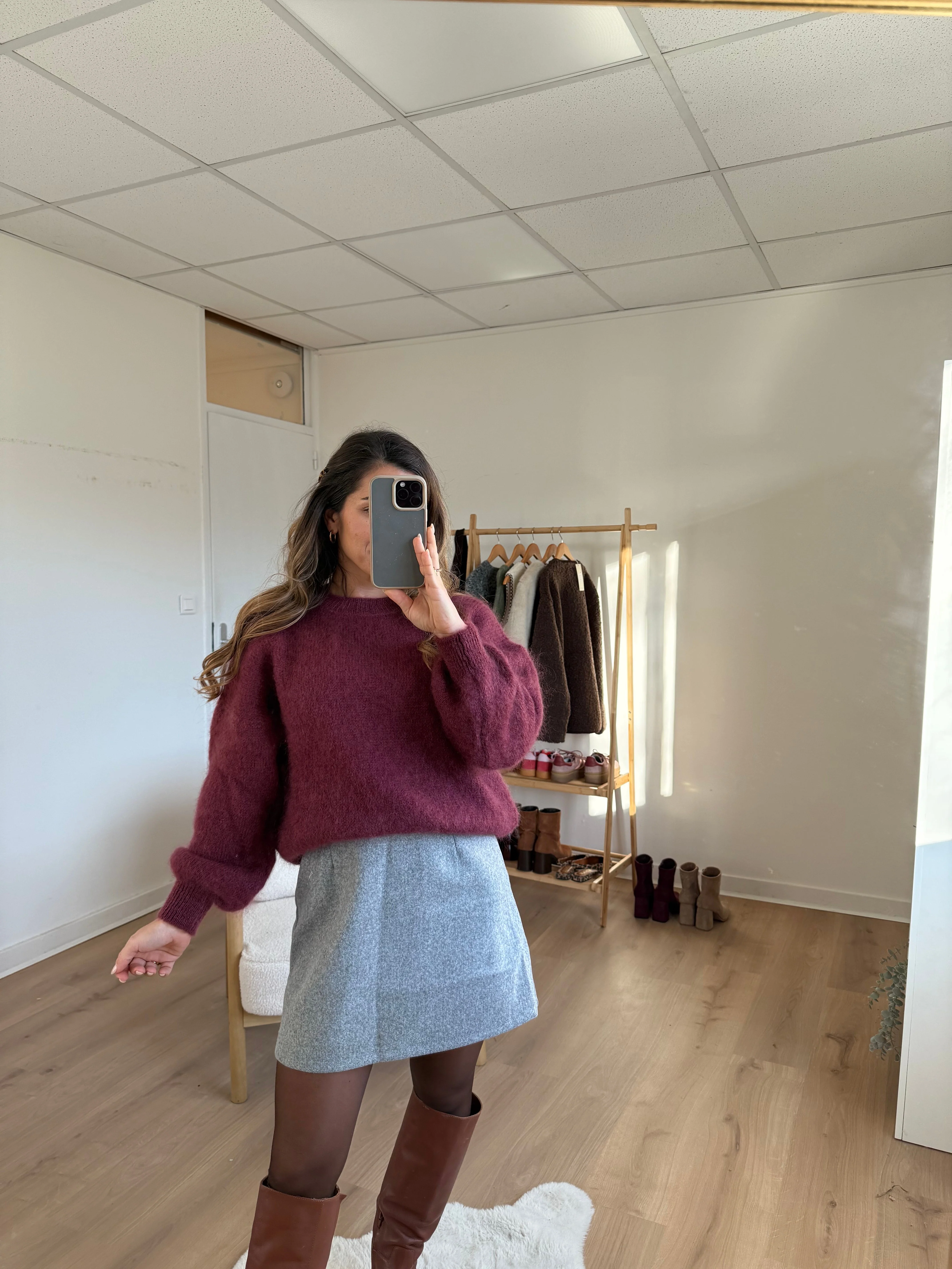 Jupe Effet Laine Lou Grise - Image 3