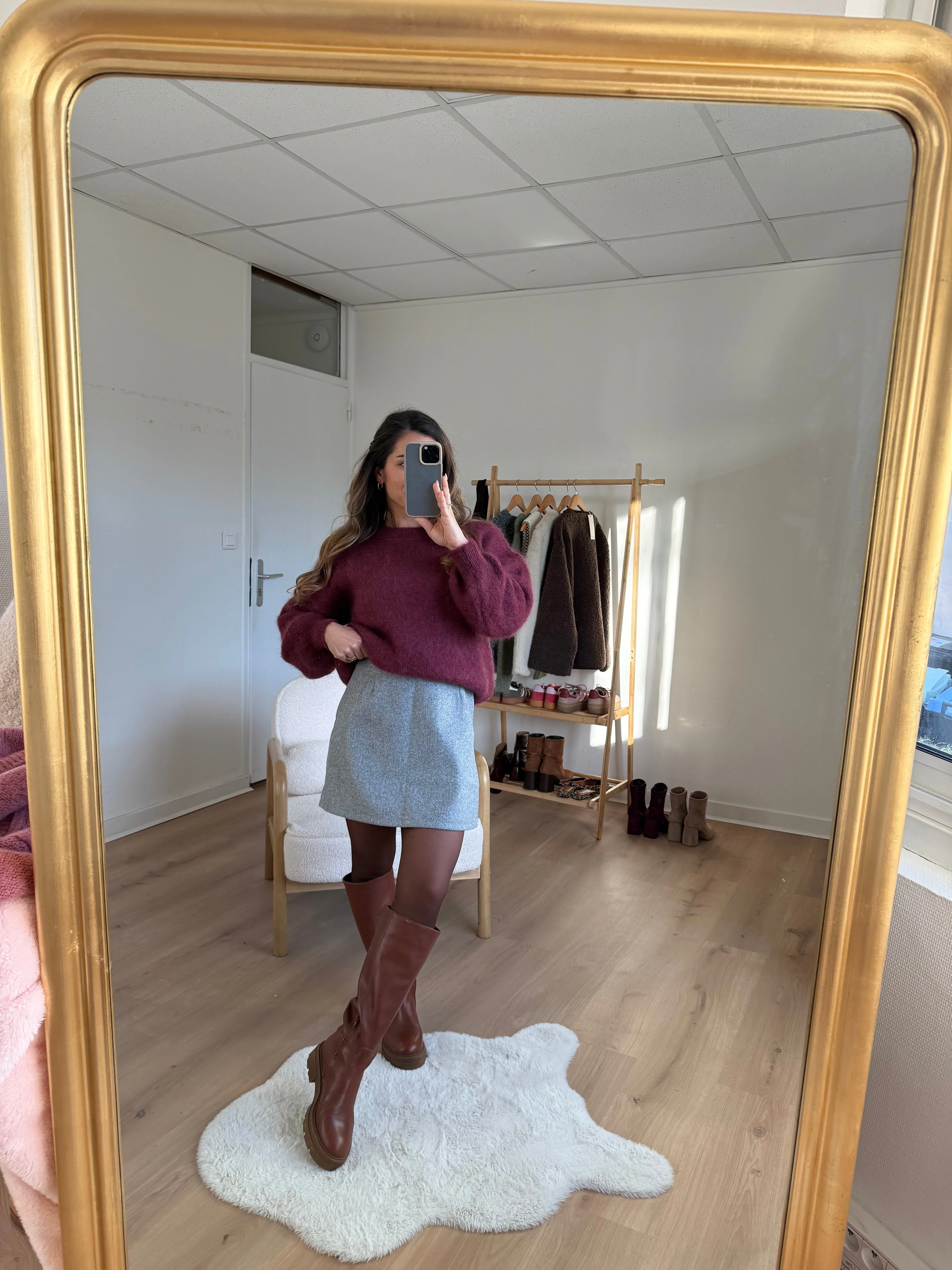 Jupe Effet Laine Lou Grise - Image 4