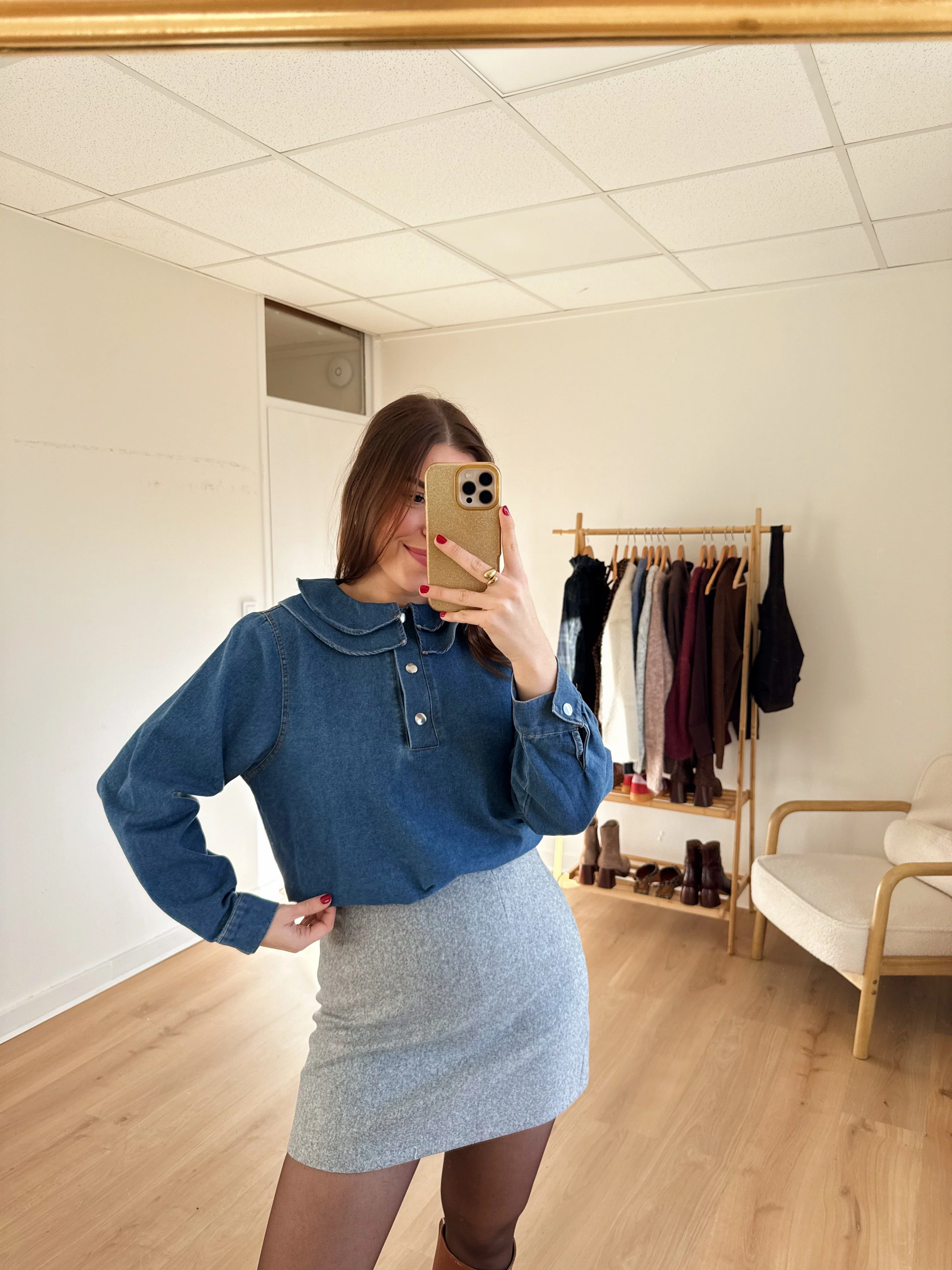 Jupe Effet Laine Lou Grise - Image 6