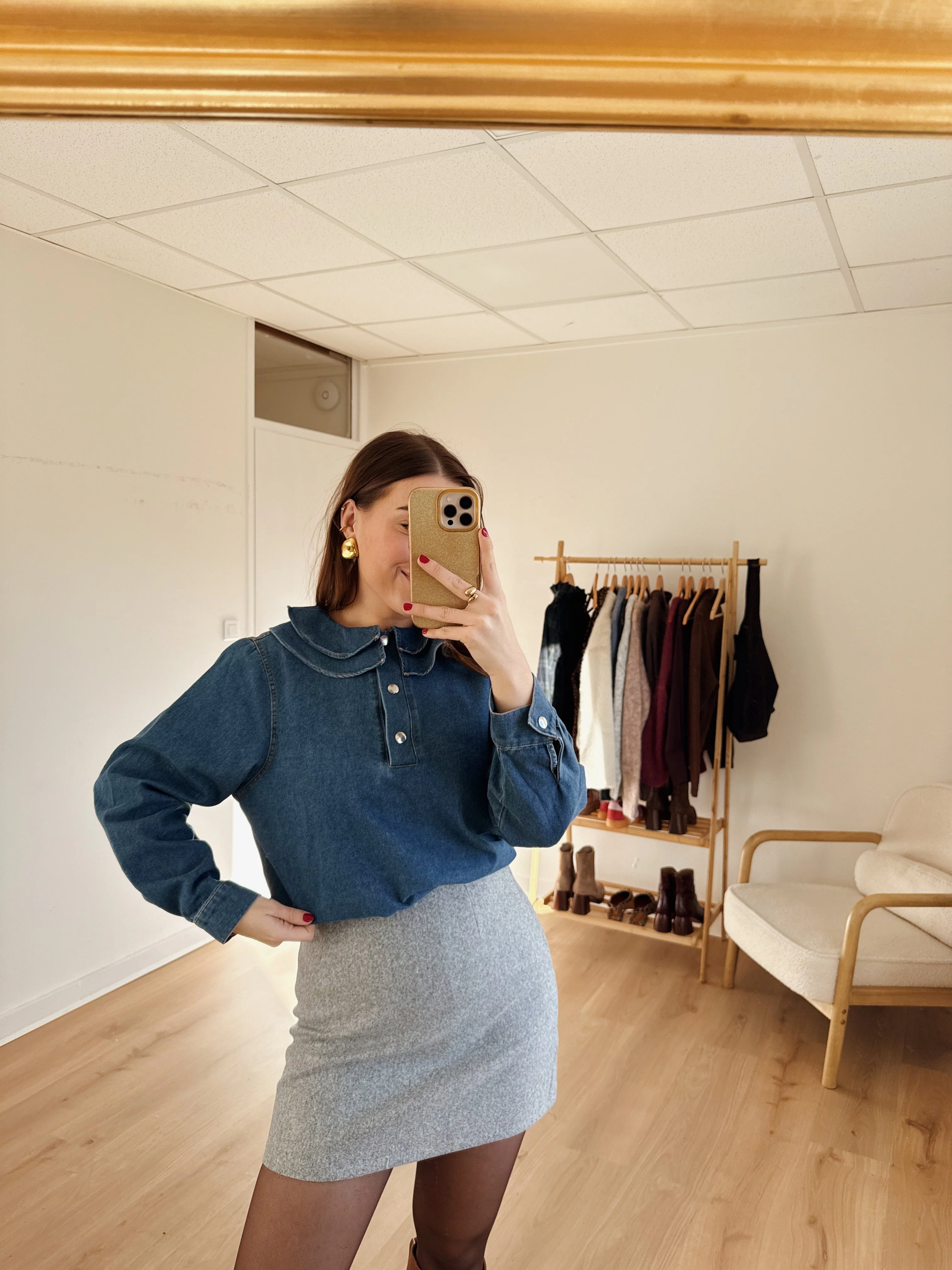 Jupe Effet Laine Lou Grise - Image 7