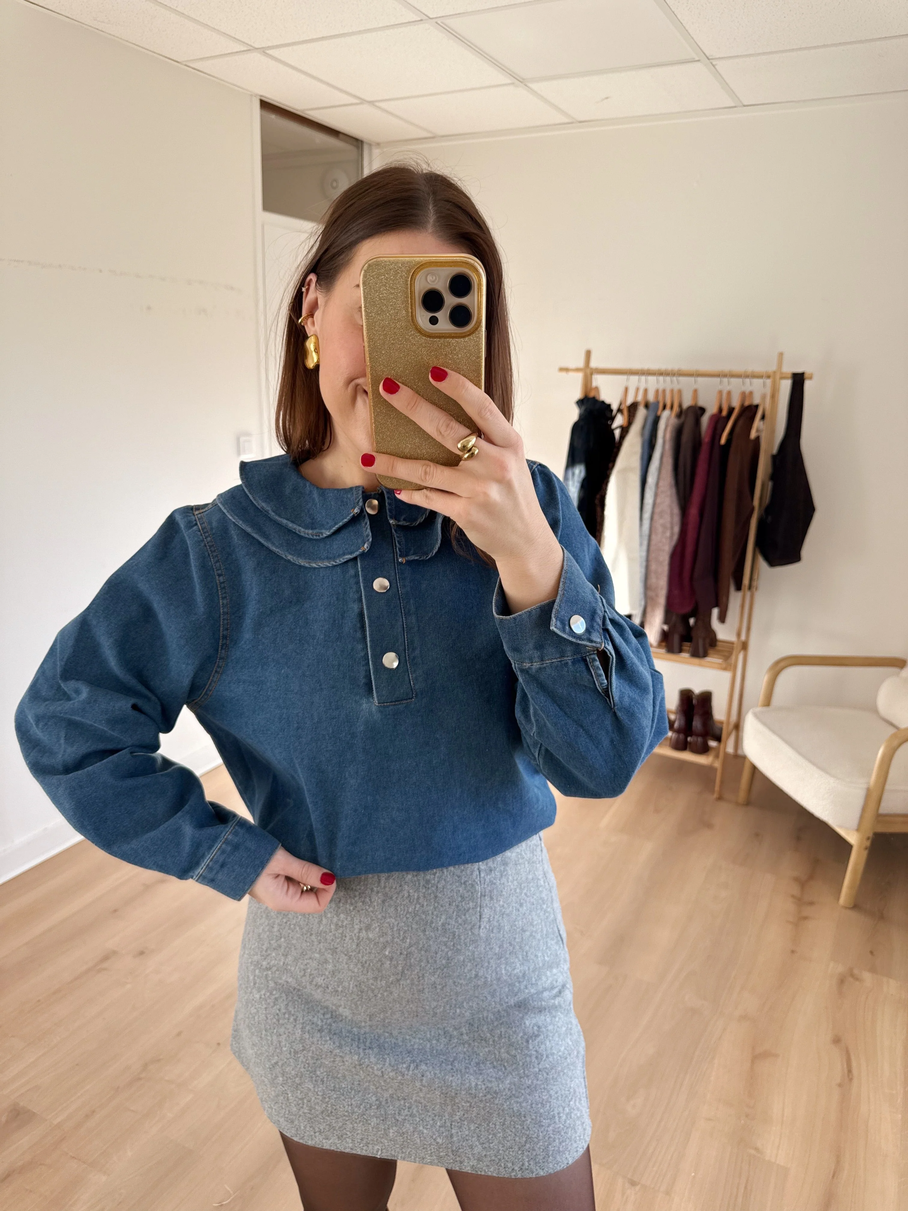 Jupe Effet Laine Lou Grise - Image 8