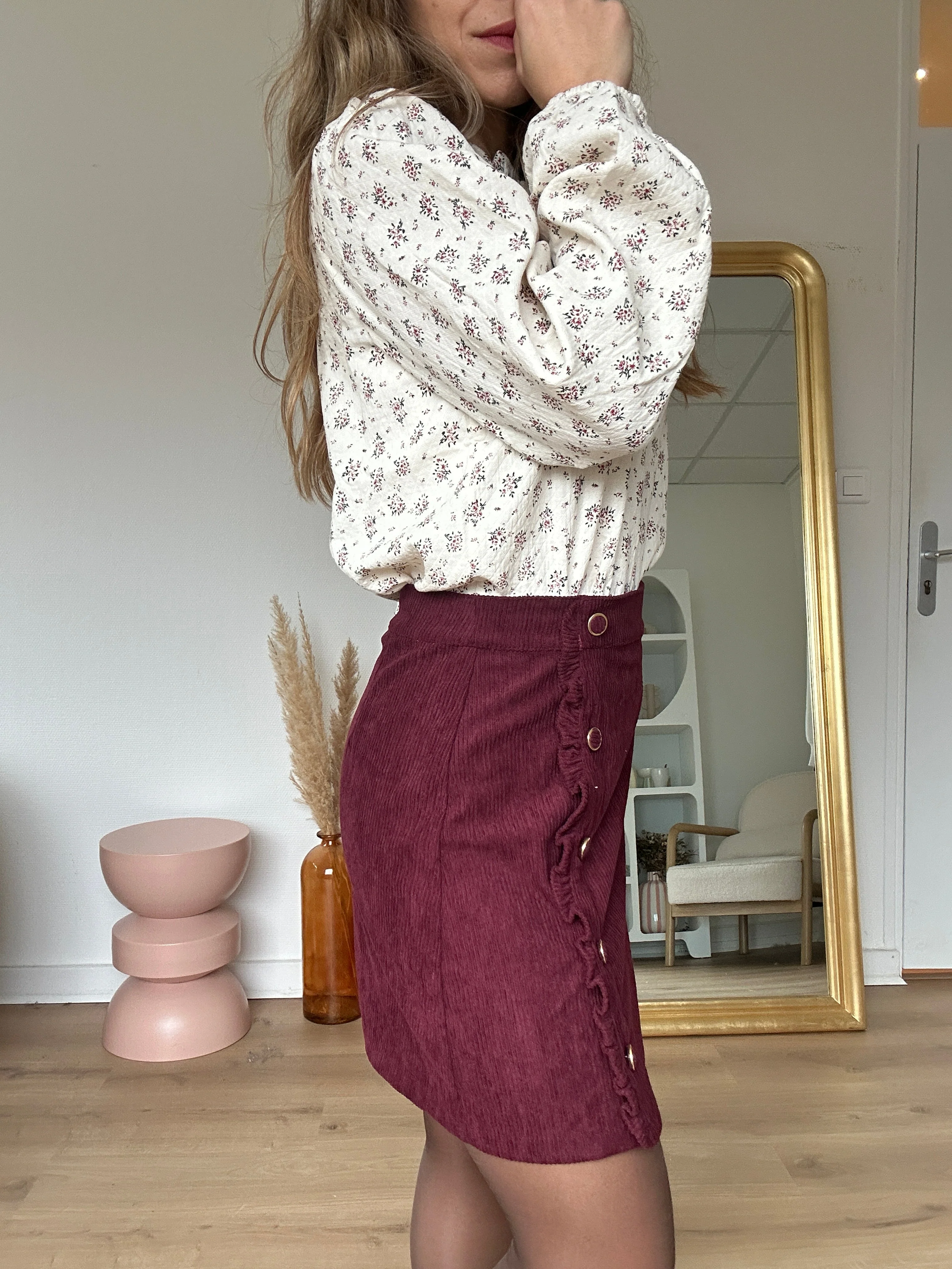 Jupe En Velours Louisa Bordeaux - Image 2
