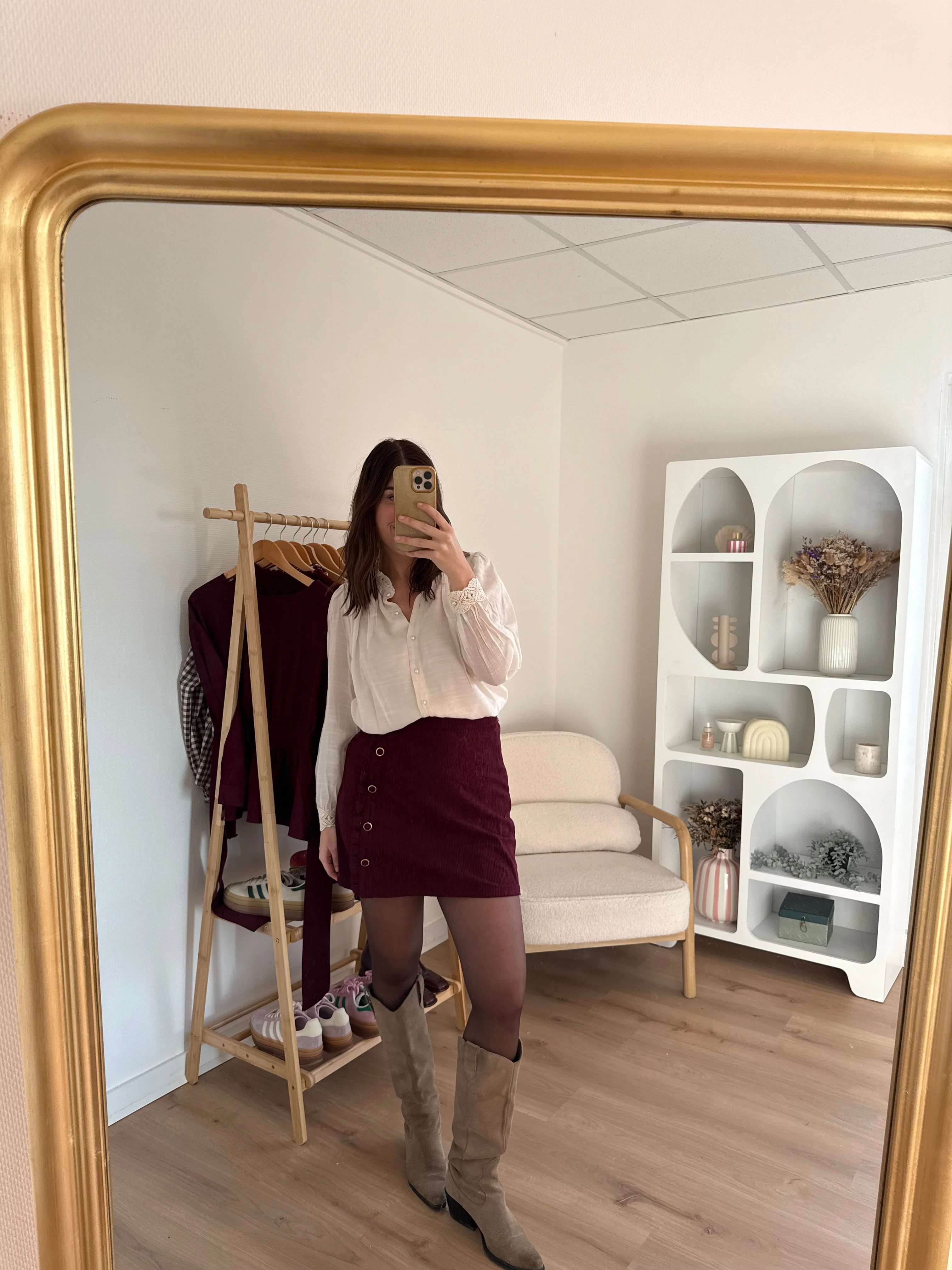 Jupe En Velours Louisa Bordeaux - Image 7