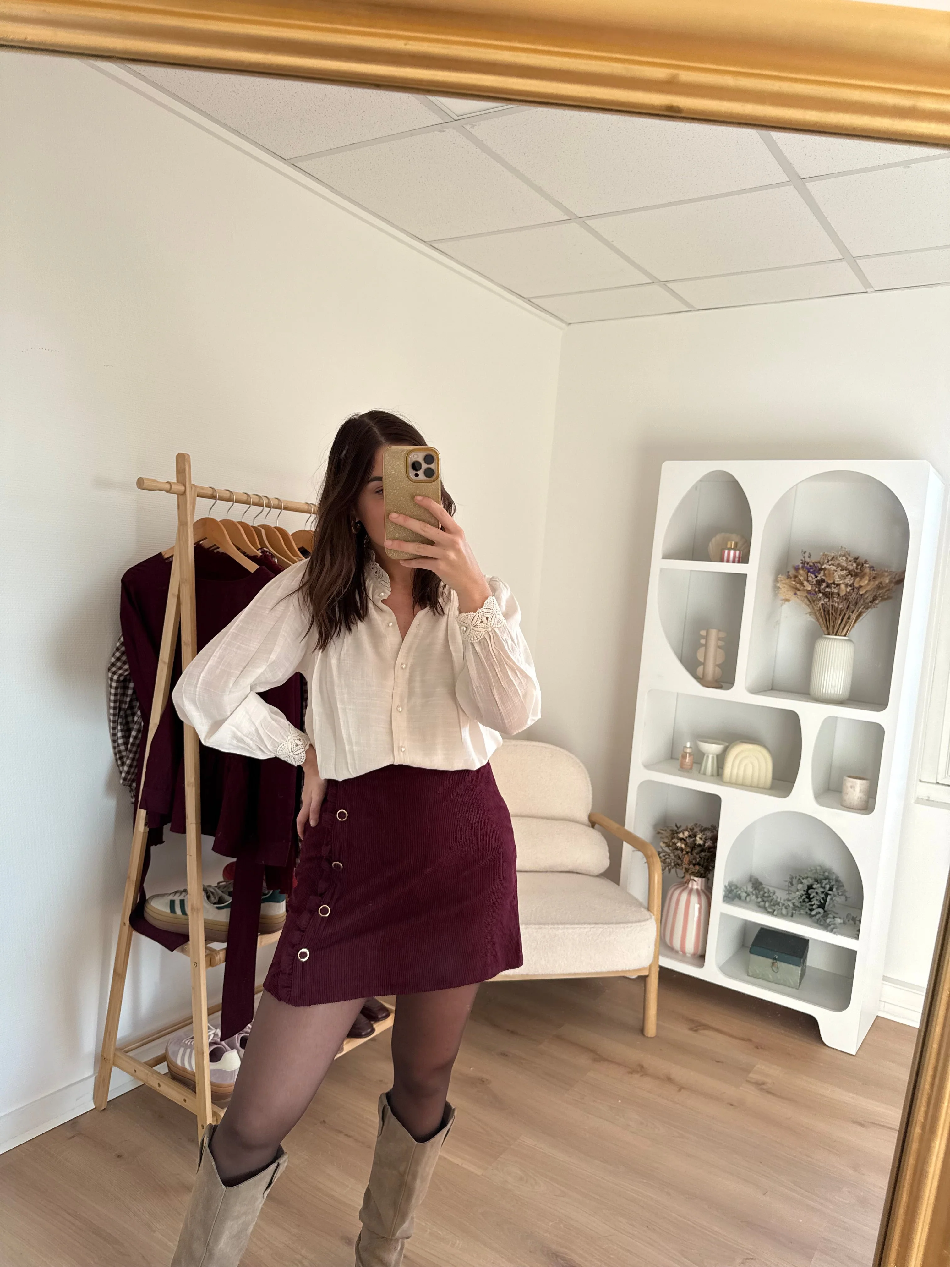 Jupe En Velours Louisa Bordeaux - Image 8