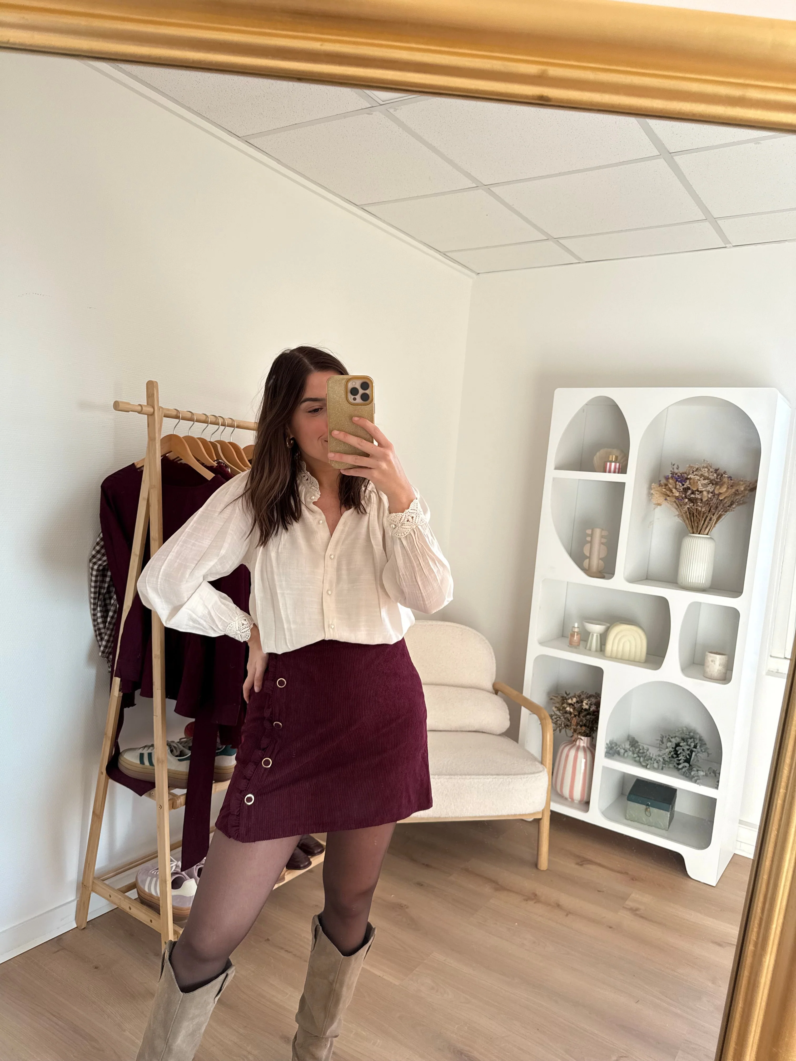 Jupe En Velours Louisa Bordeaux - Image 9