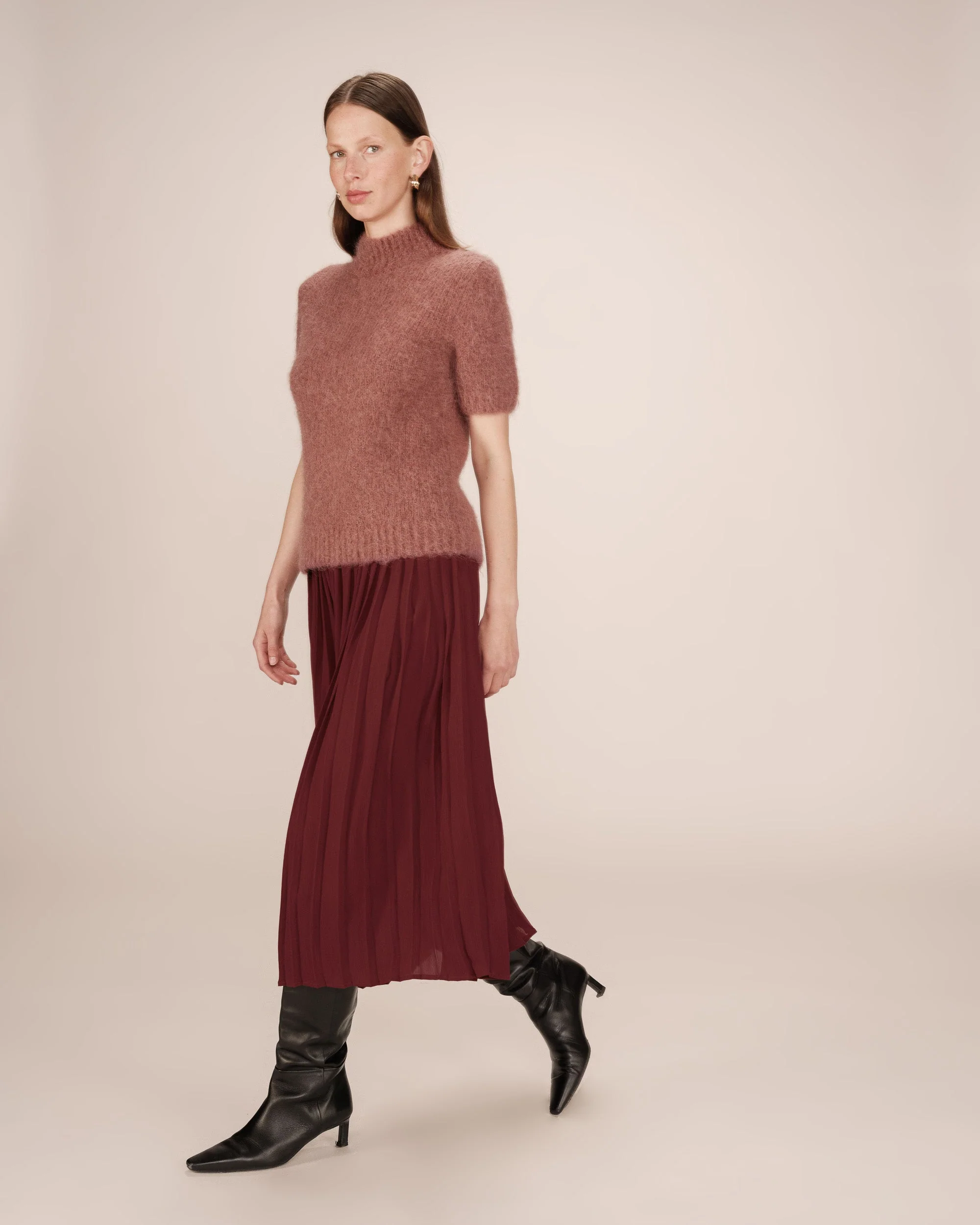 Jupe Longue Plissee Chocolat Plisse - Image 2