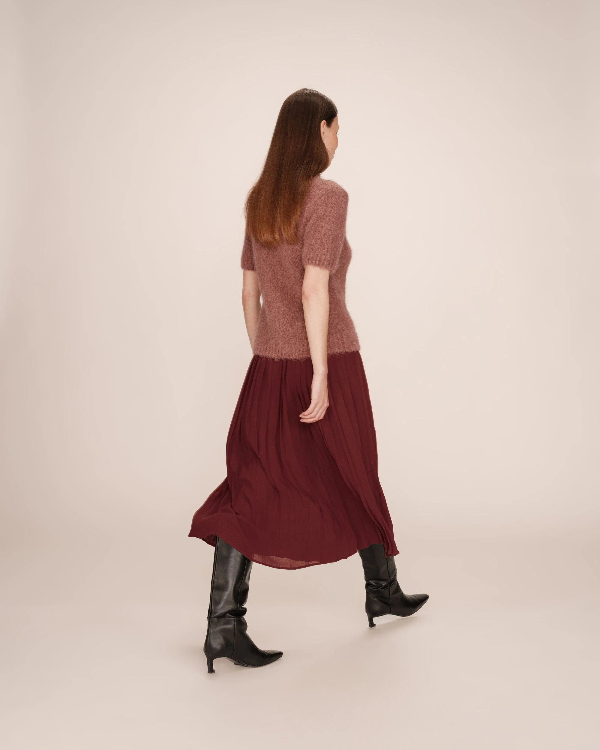 Jupe Longue Plissee Chocolat Plisse - Image 3