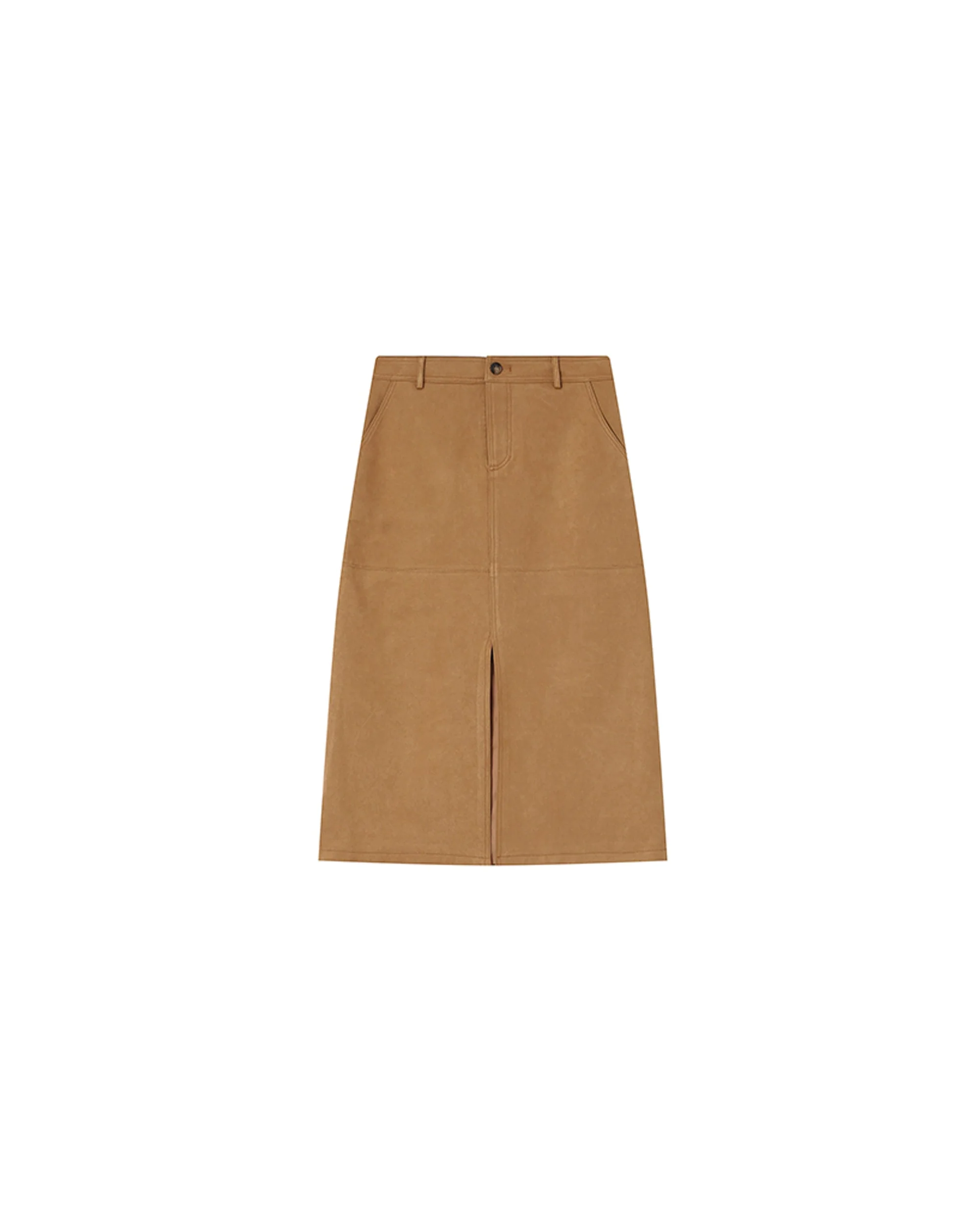 Jupe Longue Suedine Ocre Sorry - Image 4