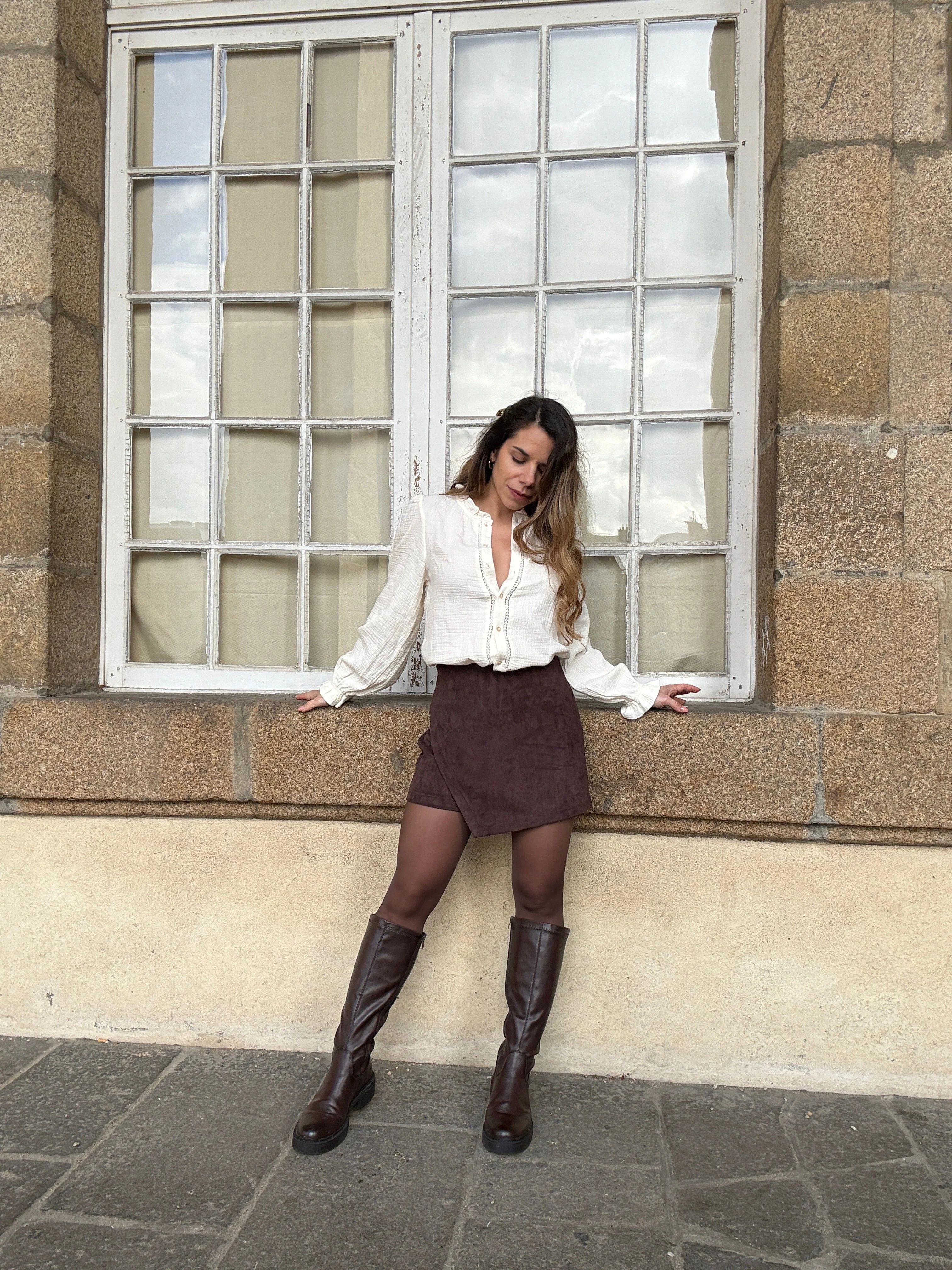 Jupe Short En Suédine Selena Chocolat - Image 3