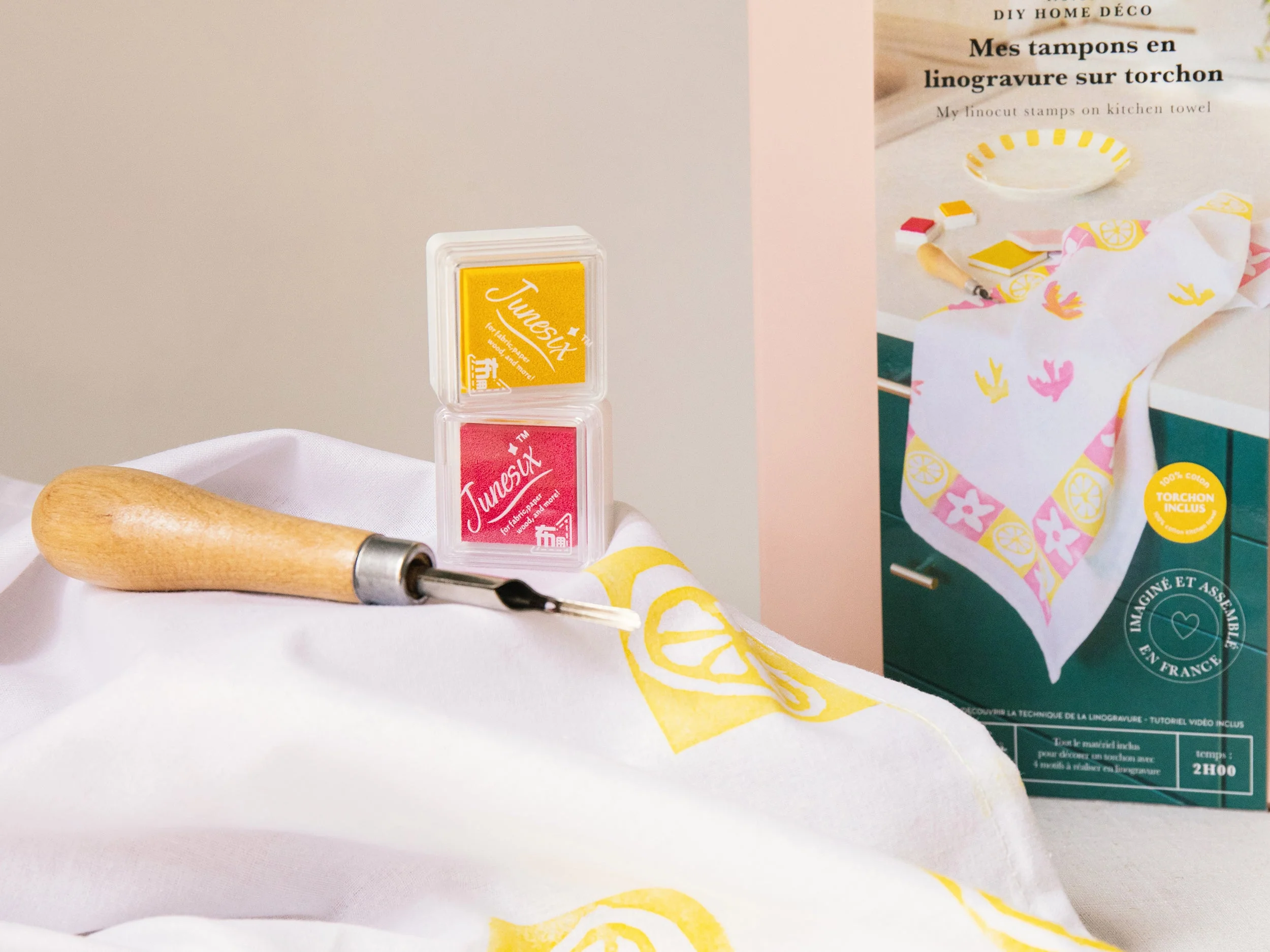 Kit Diy Home Déco - Mes Tampons En Linogravure Sur Torchon - Image 3