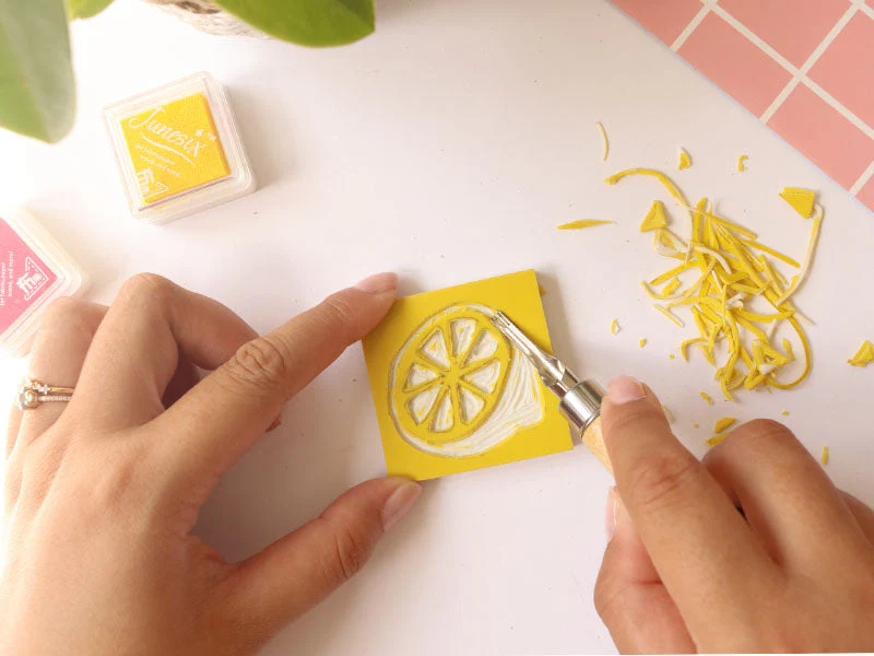 Kit Diy Home Déco - Mes Tampons En Linogravure Sur Torchon - Image 4