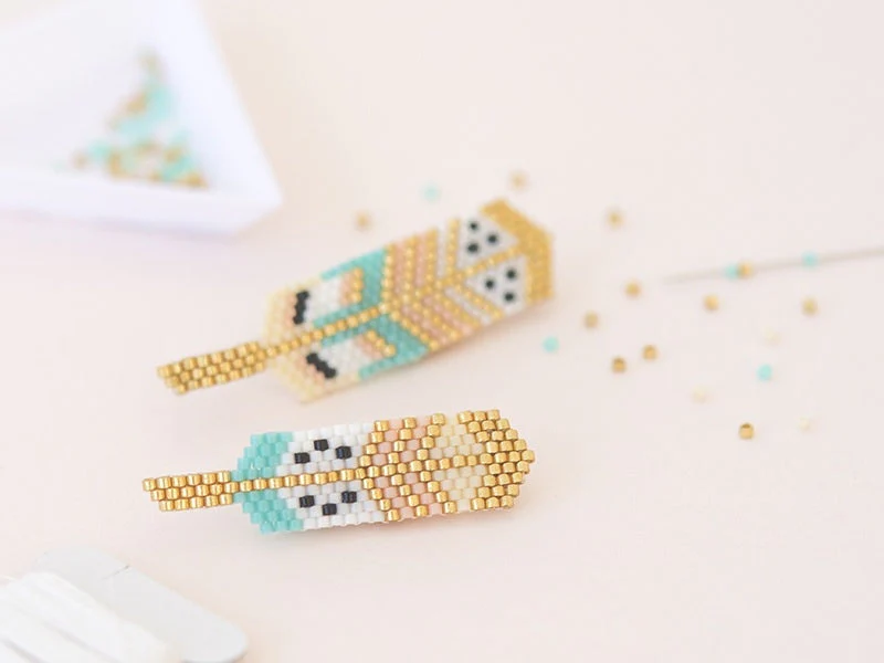 Kit Rose Moustache - Tissage De Perles Miyuki - Les Broches Plumes - Image 2