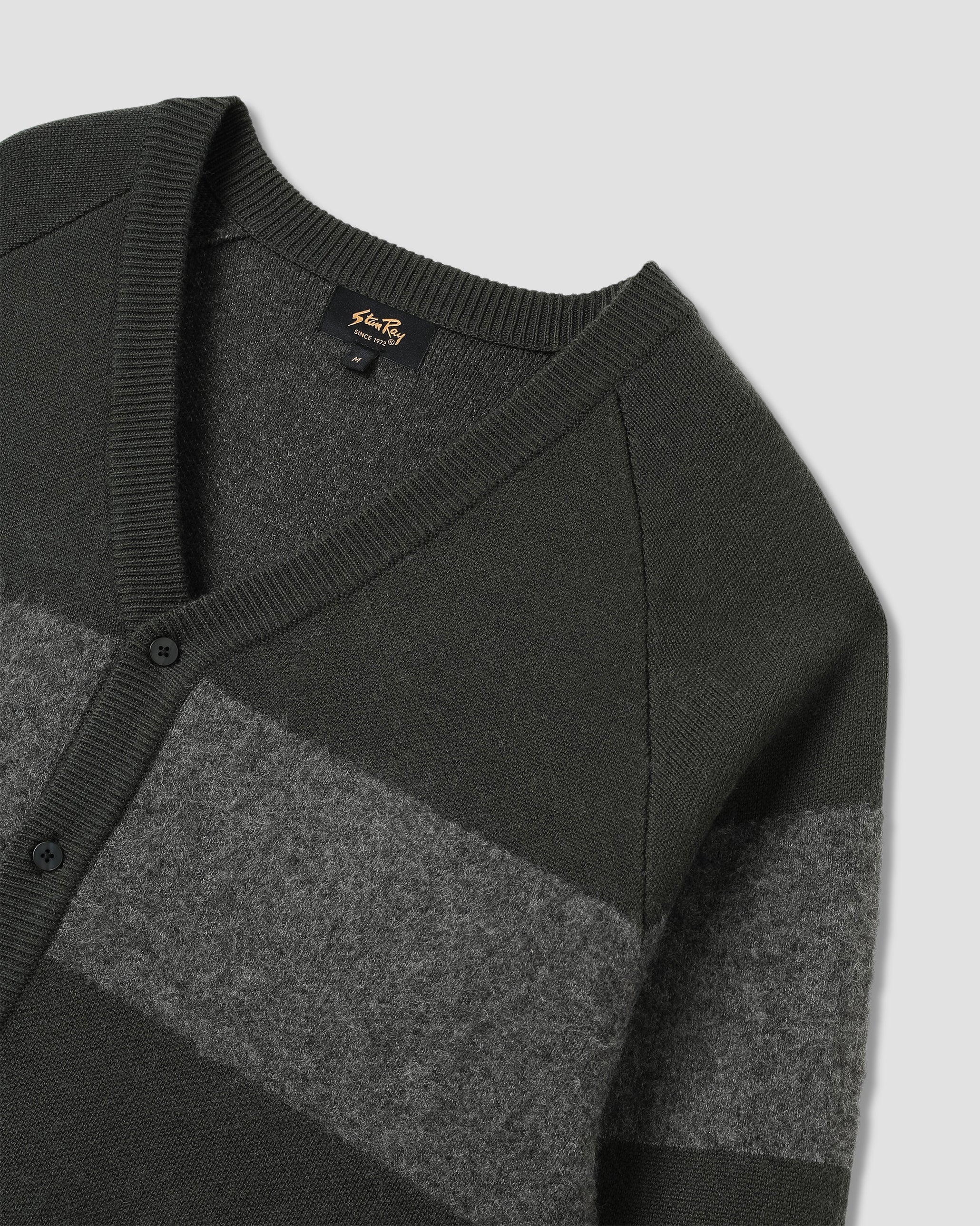 Knitted Cardigan - Botanical Green/Charcoal Stripe - Image 5