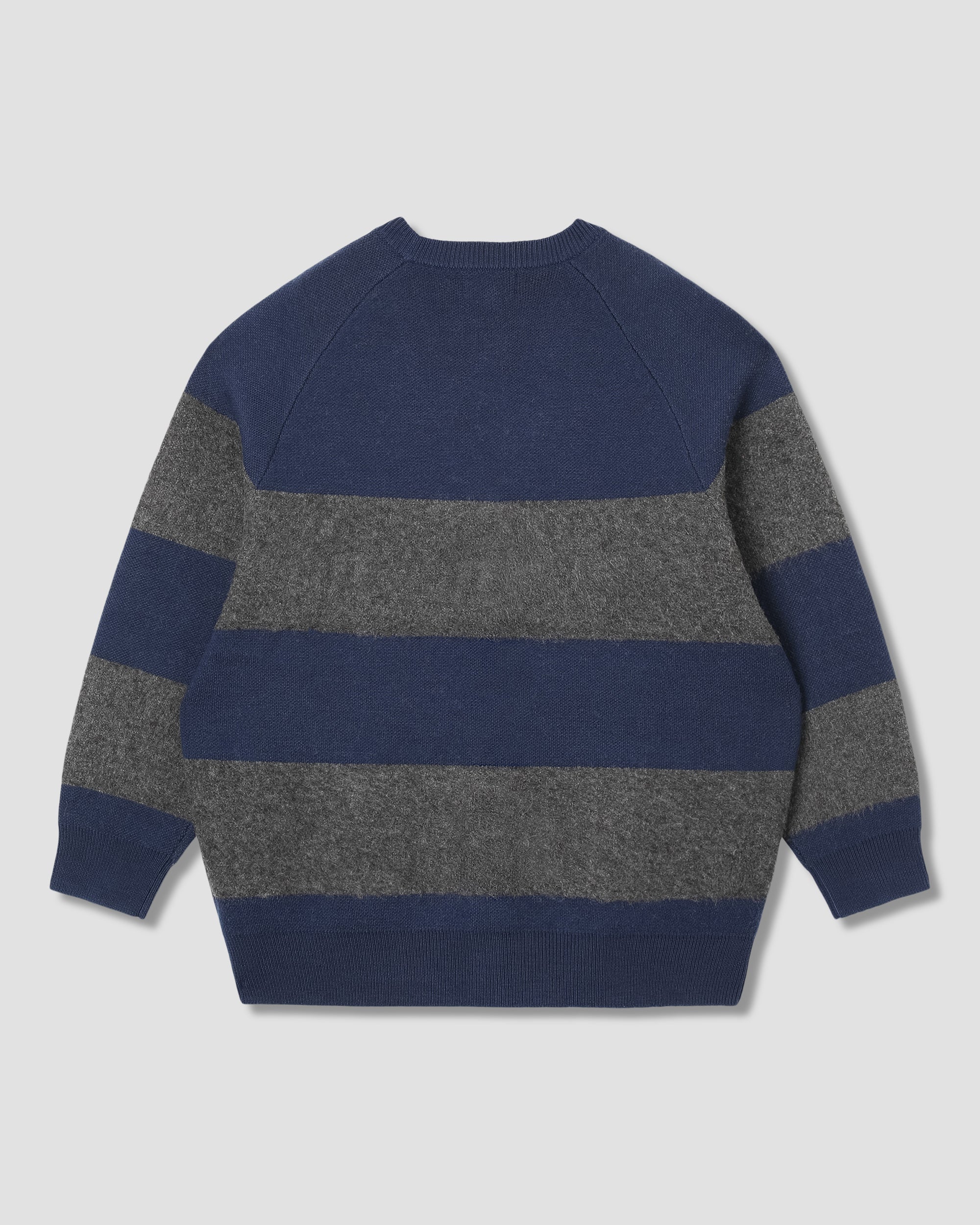 Knitted Cardigan - Navy/Charcoal Border Stripe - Image 2