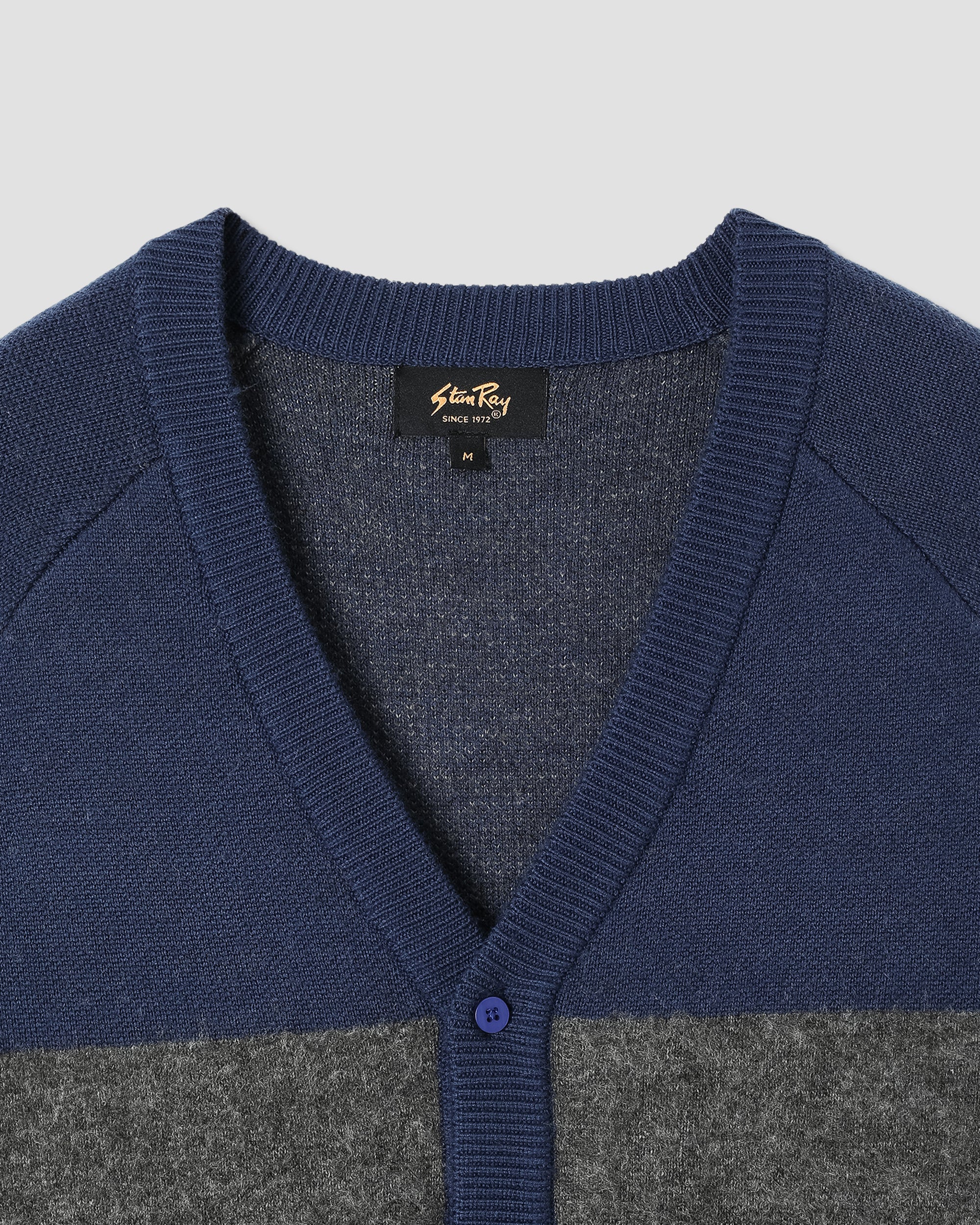 Knitted Cardigan - Navy/Charcoal Border Stripe - Image 3