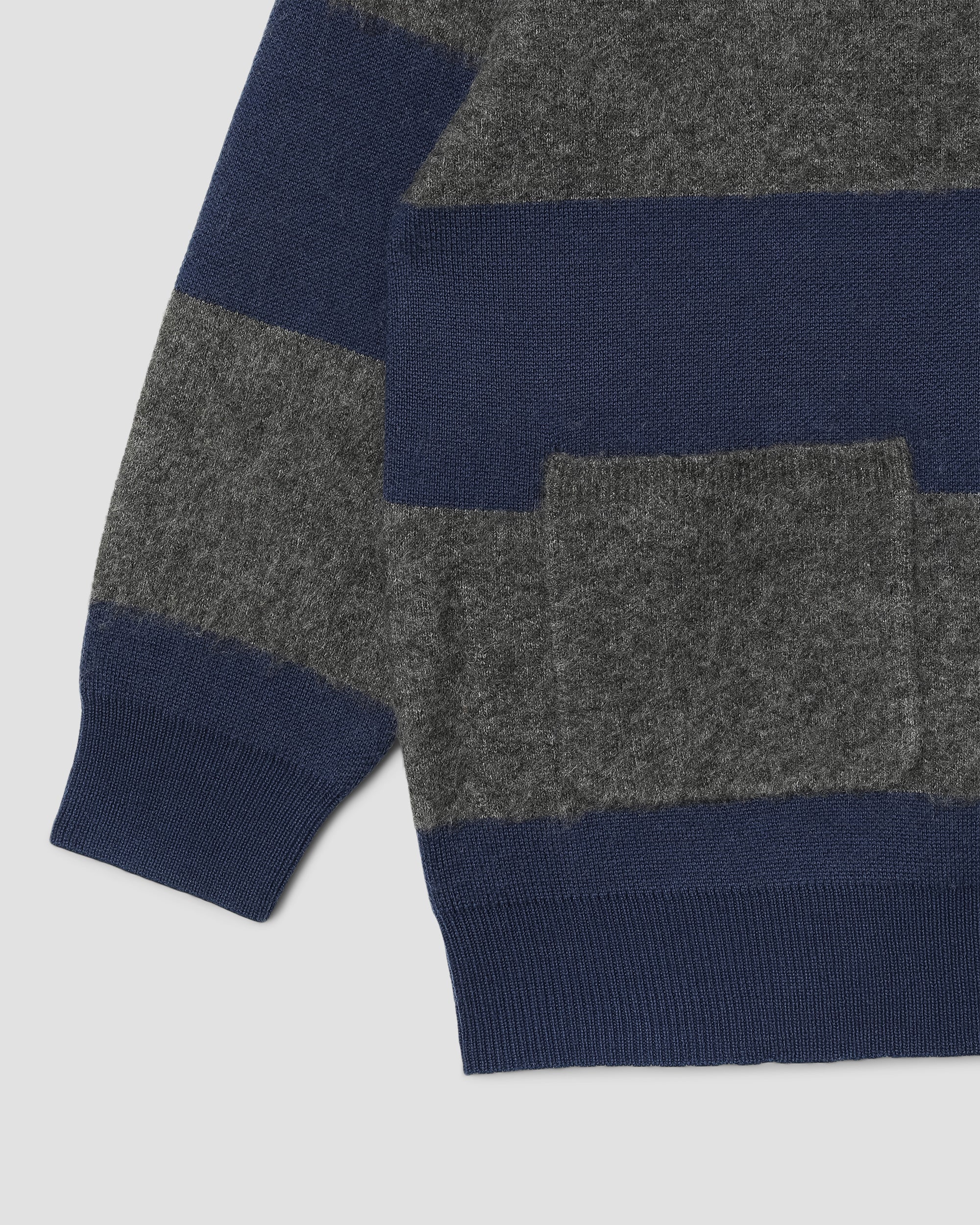 Knitted Cardigan - Navy/Charcoal Border Stripe - Image 4