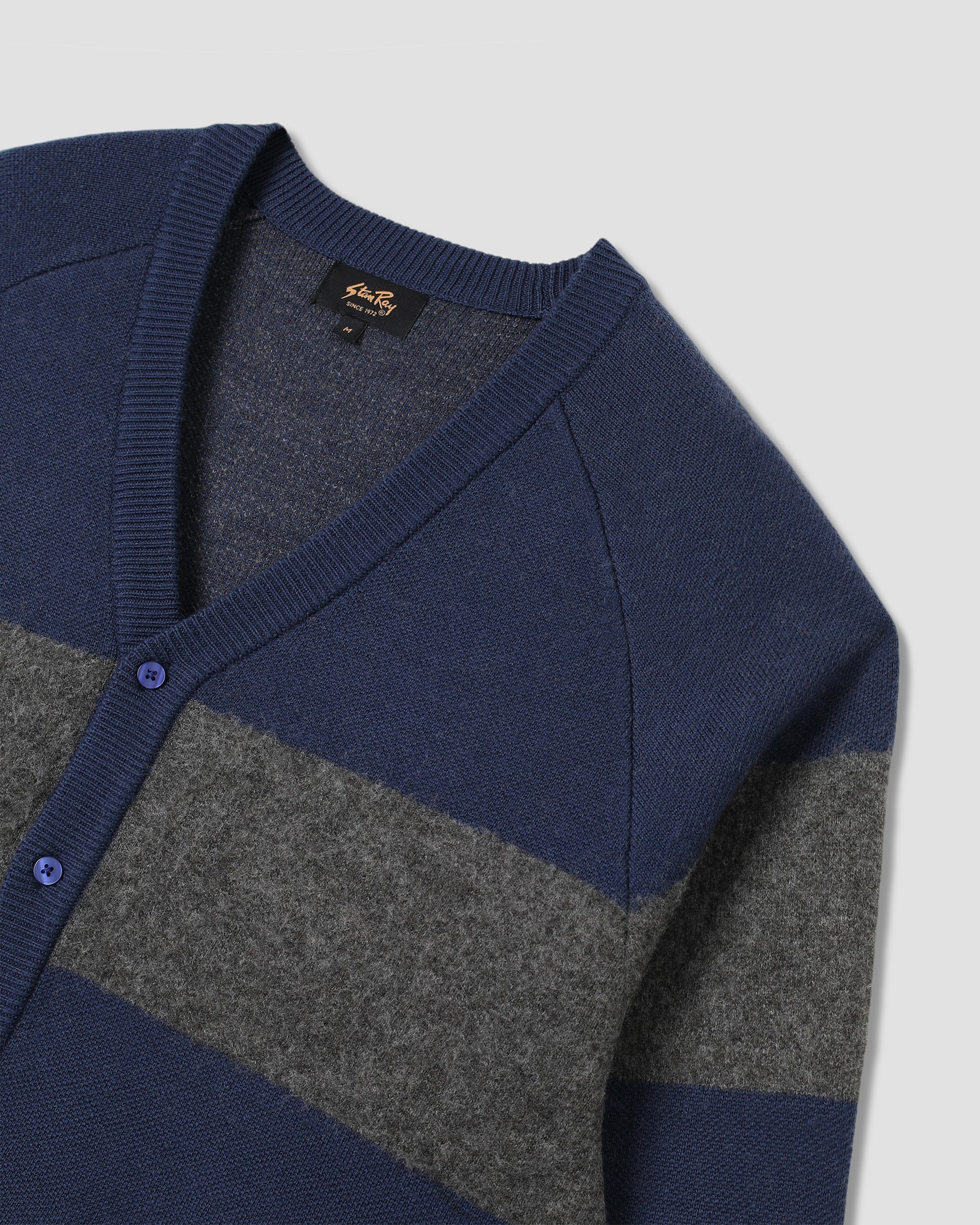 Knitted Cardigan - Navy/Charcoal Border Stripe - Image 5