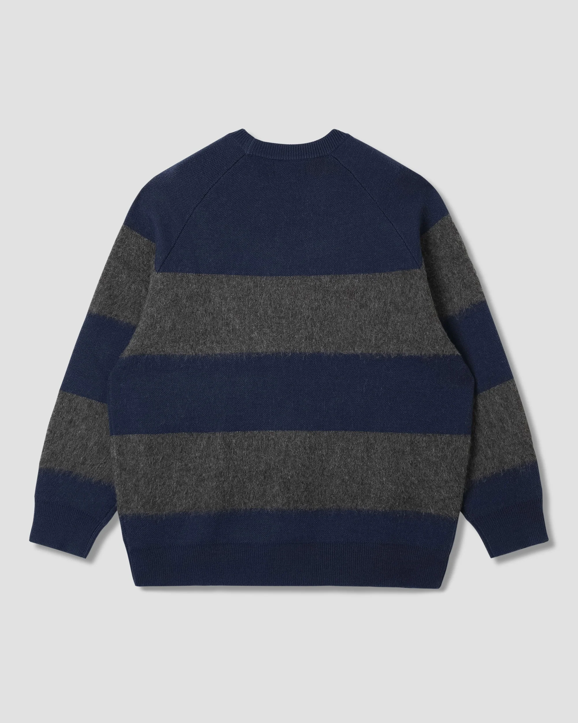Knitted Sweater - Navy/Charcoal Border Stripe - Image 2