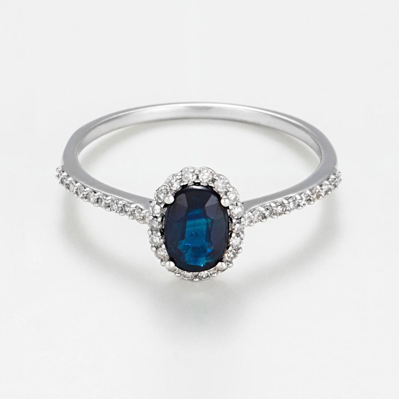 Bague "Courtoisie" Diamant 0,14/36 Saphir 0,6 - Or Blanc 375/1000 - Image 2
