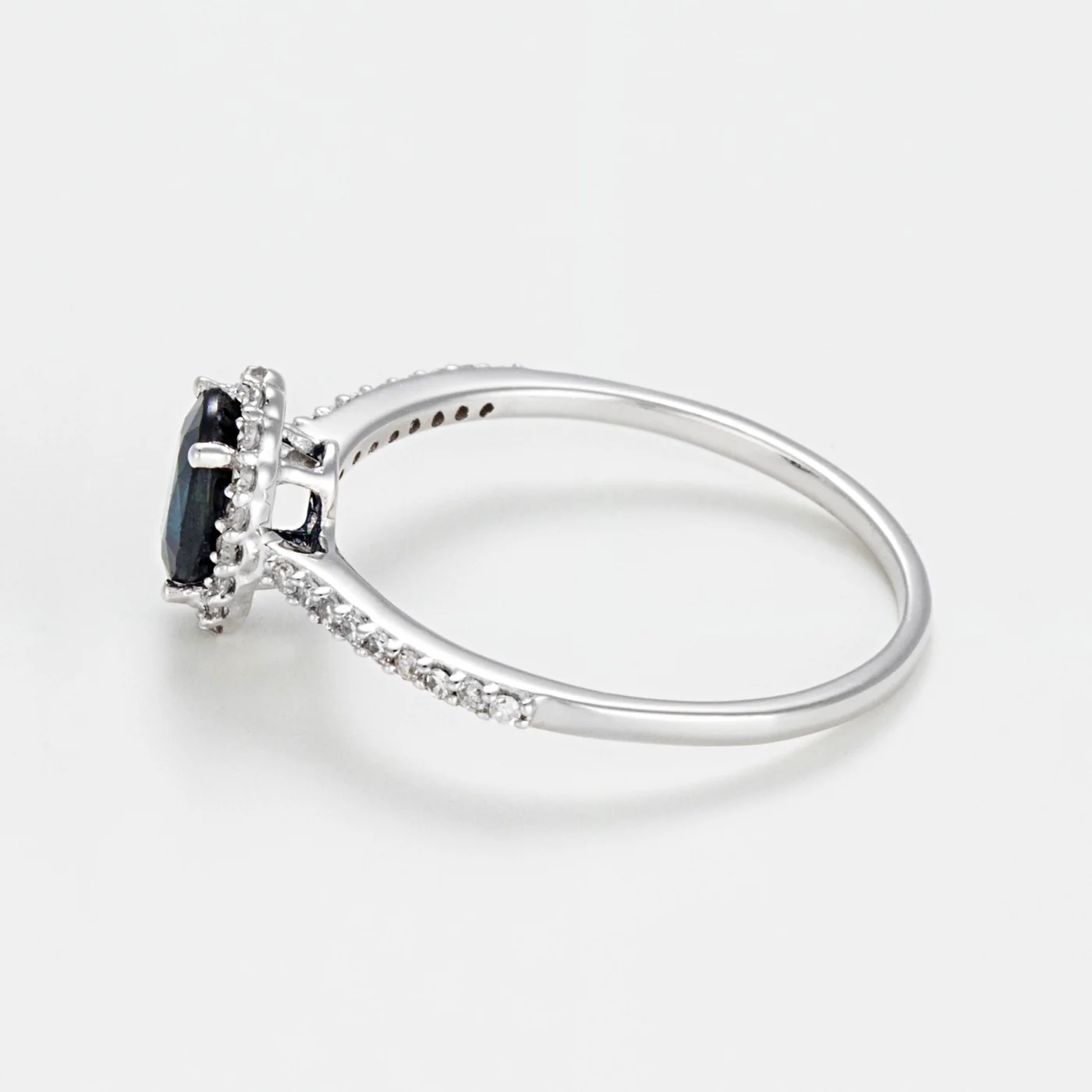 Bague "Courtoisie" Diamant 0,14/36 Saphir 0,6 - Or Blanc 375/1000 - Image 3