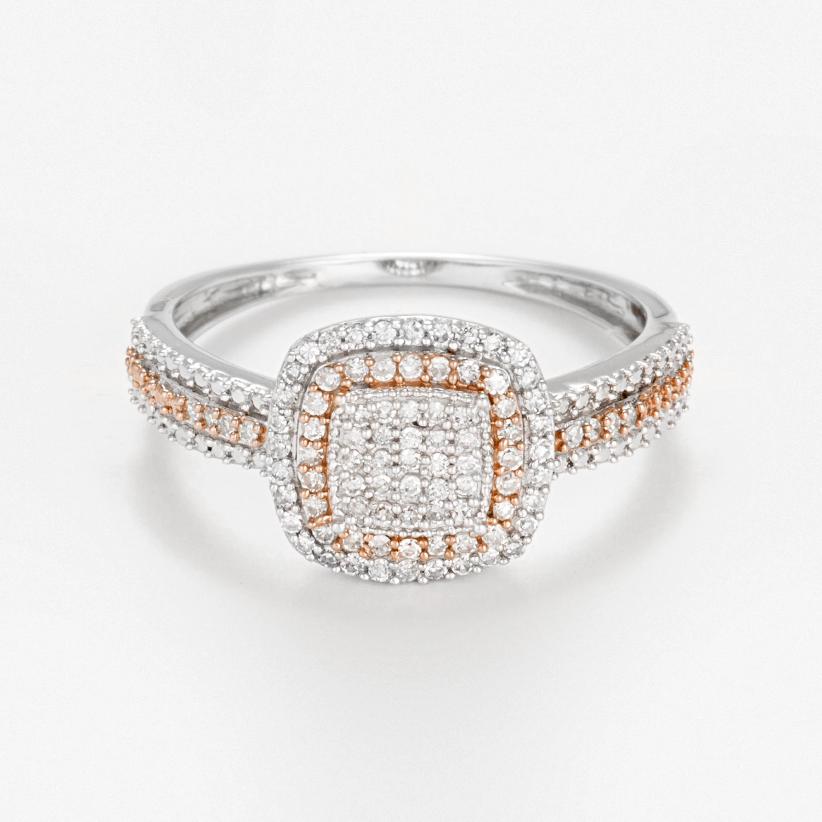 Bague "Carré Antique" Diamants 0,27Cts/89 - Or Bicolore 375/1000 - Image 2
