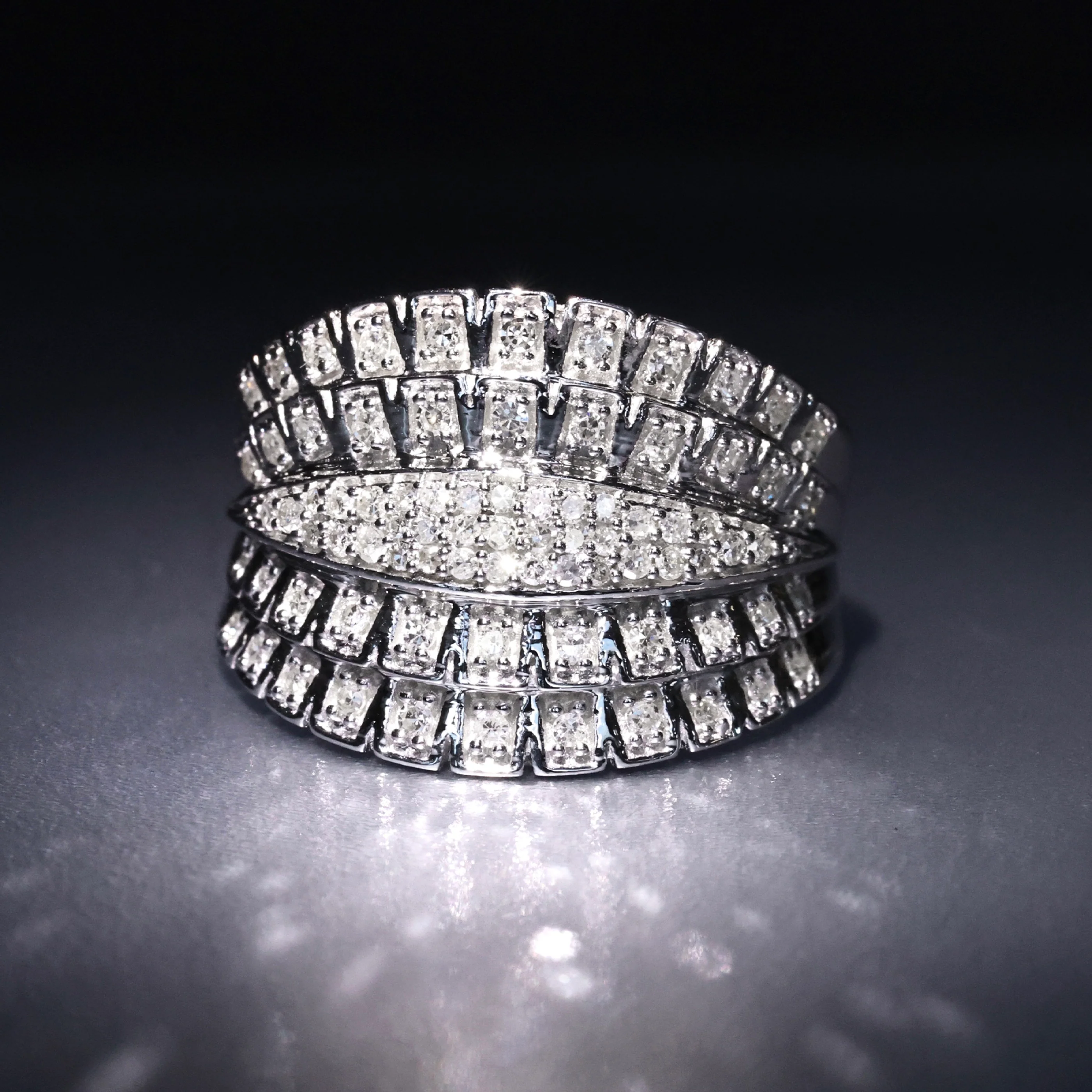 Bague"Corselet" - Or Blanc 375/1000 - Image 2