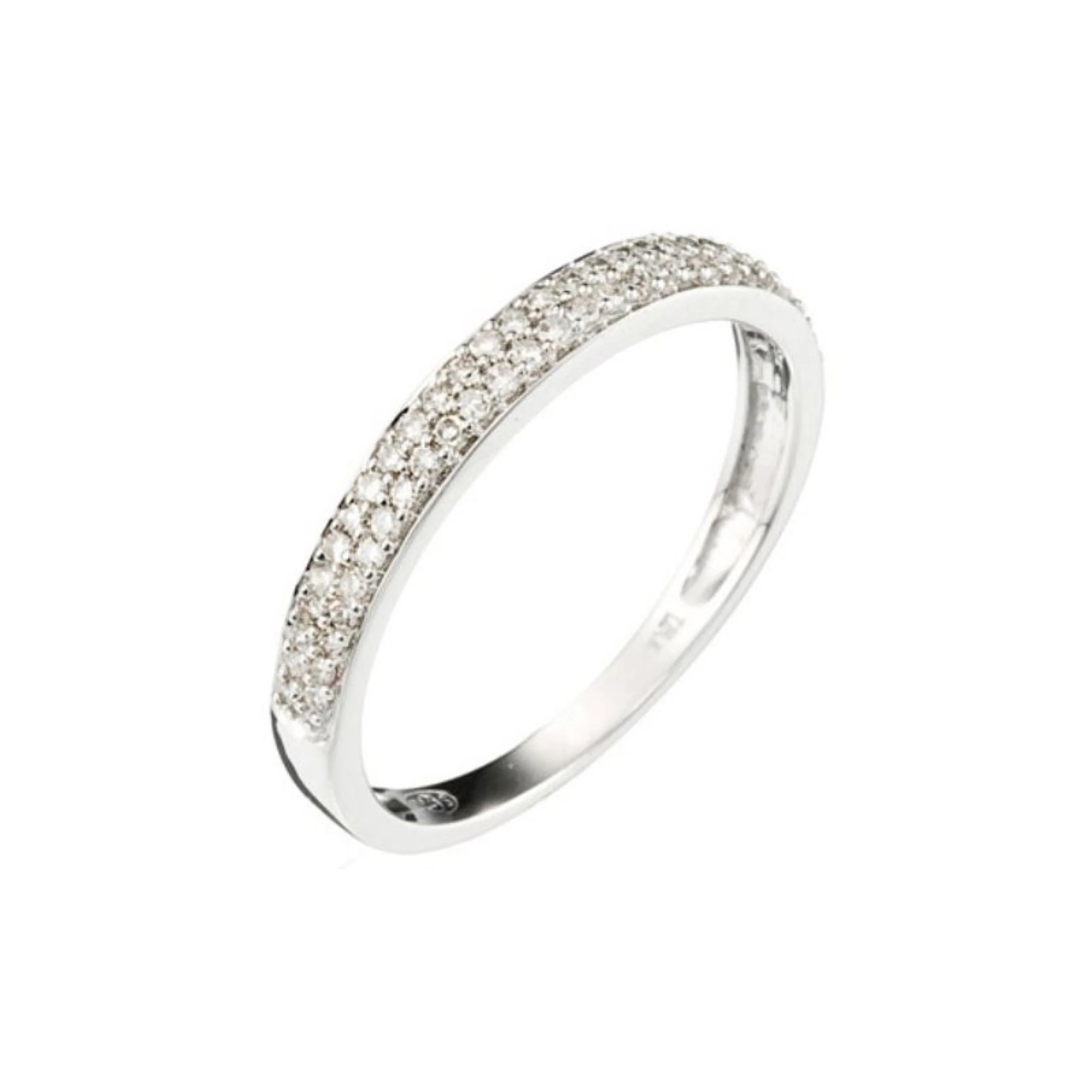 Bague "Alliance Granité" Diamant 0,20Ct/57 - Or Blanc 375/1000 - Image 2