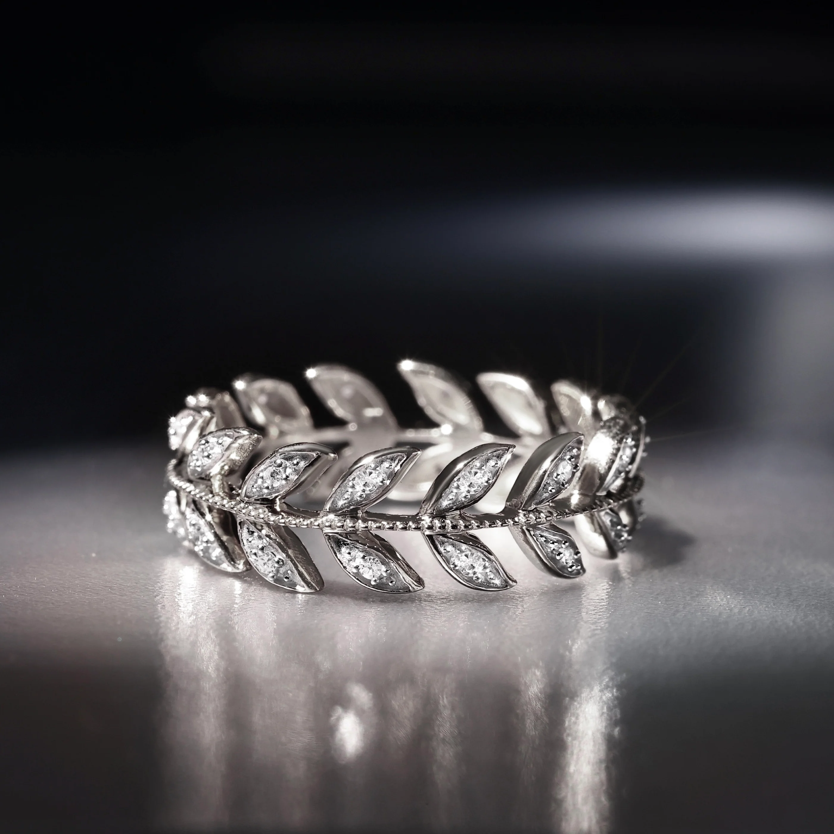 Bague "Héritage" Diamants 0,12Cts/28 - Or Blanc 375/1000 - Image 2