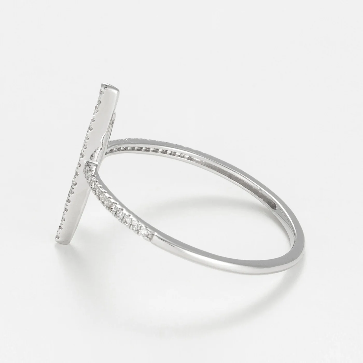 Bague "Parallèle Asymétrique" D0,1Ct/50 - Or Blanc 375/1000 - Image 3