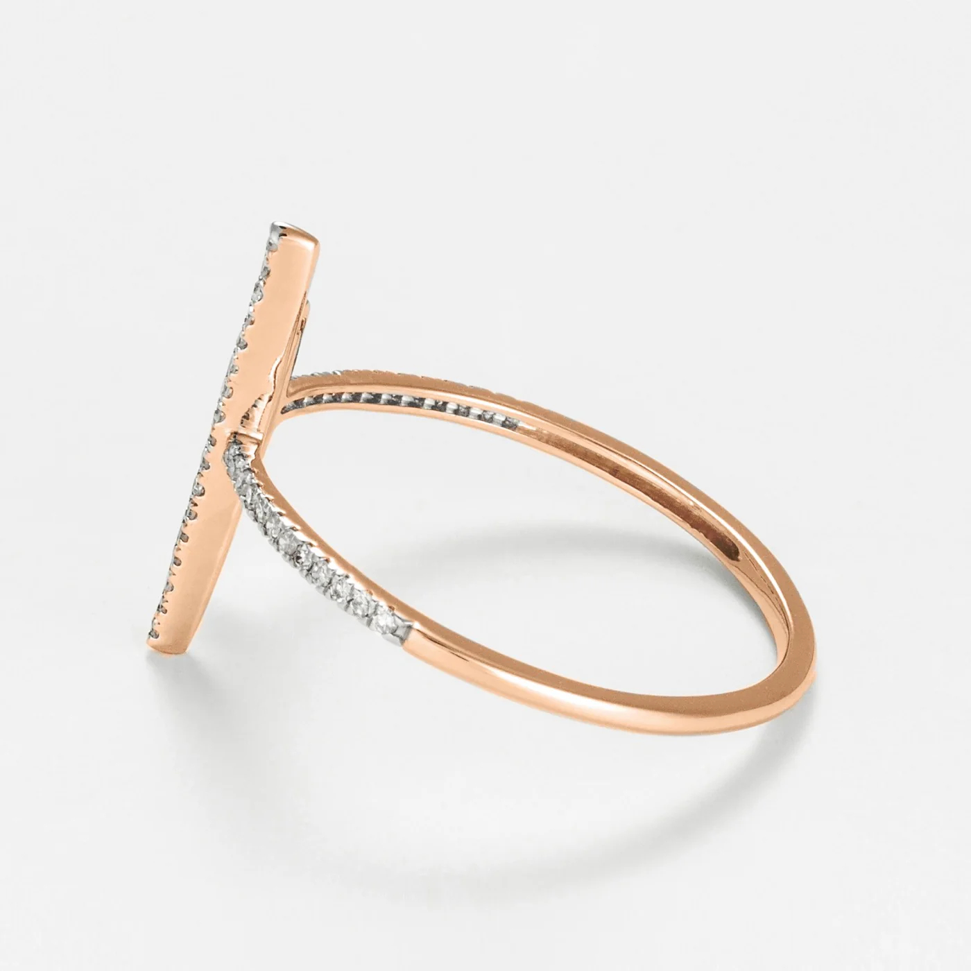 Bague "Parallèle Asymétrique" D0,1Ct/50 - Or Rose 375/1000 - Image 4