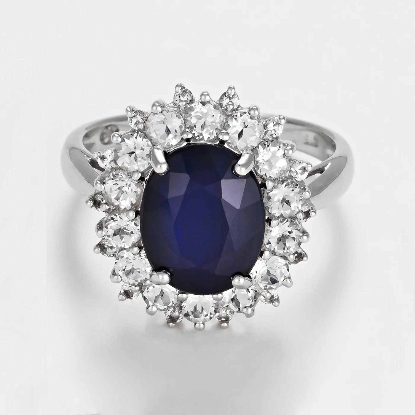 Bague "Soleil Bleu" - Or Blanc 375/1000 - Image 2