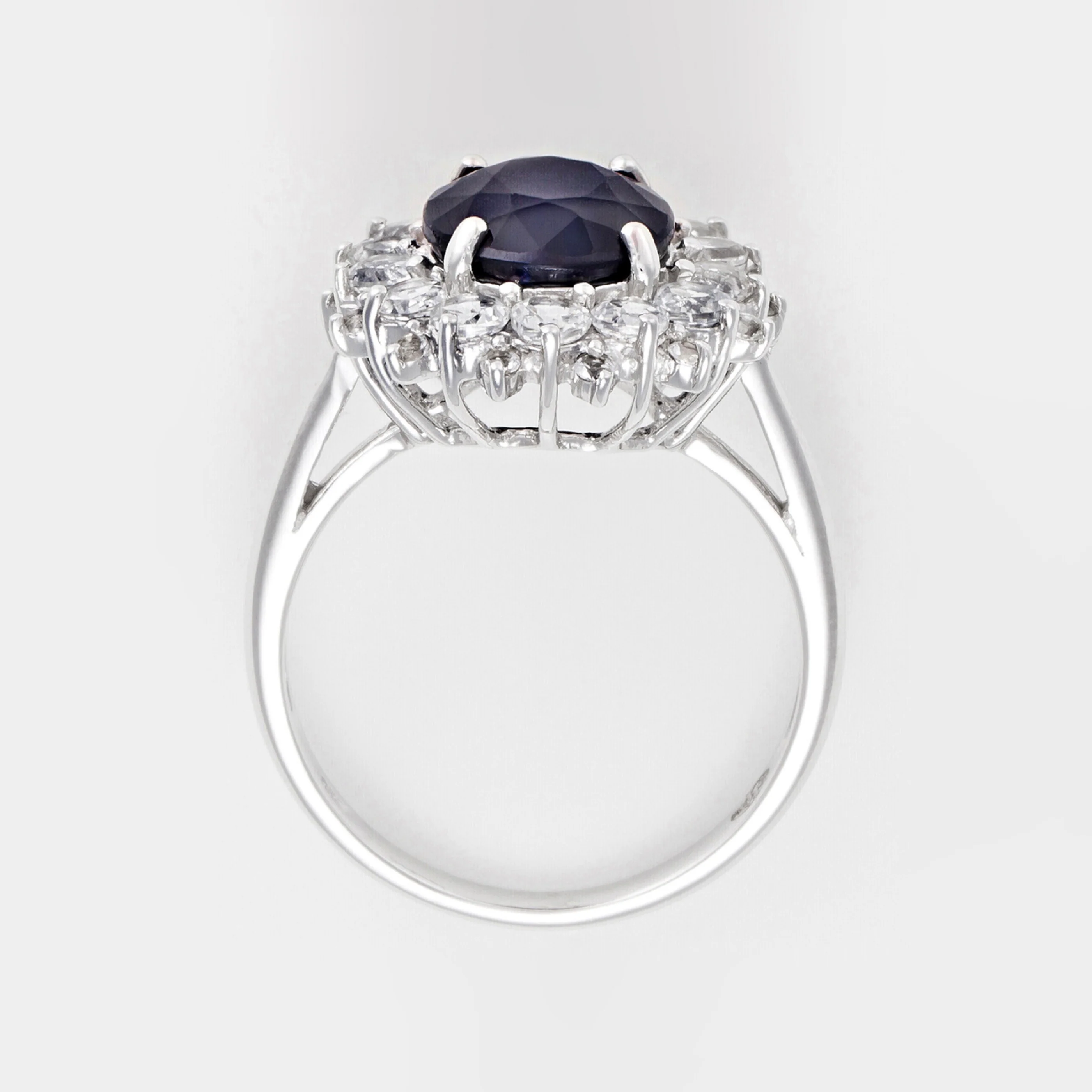 Bague "Soleil Bleu" - Or Blanc 375/1000 - Image 4