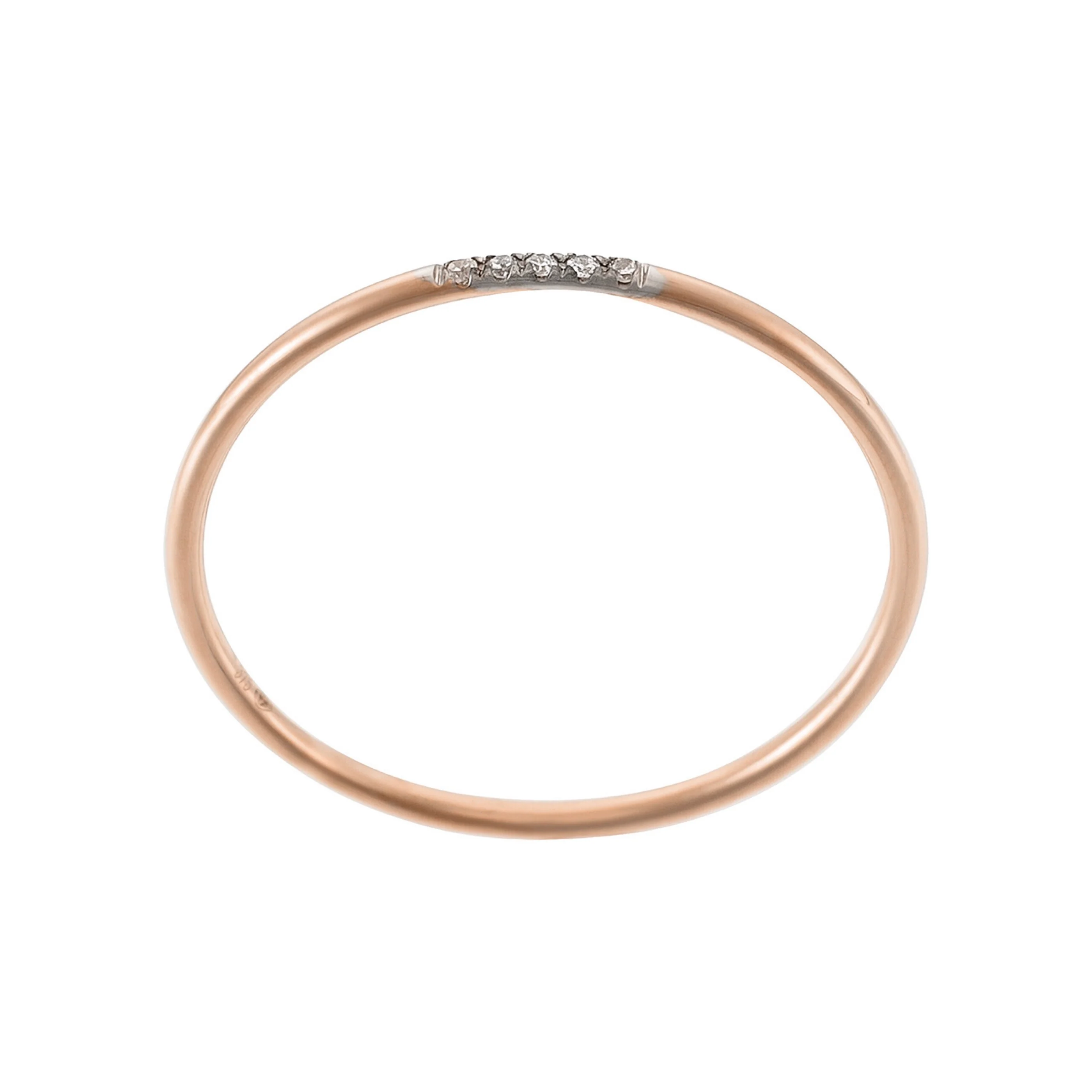 Bague "Alliance Humilité" Diamants 0,02Ct/5 - Or Rose 375/1000 - Image 3