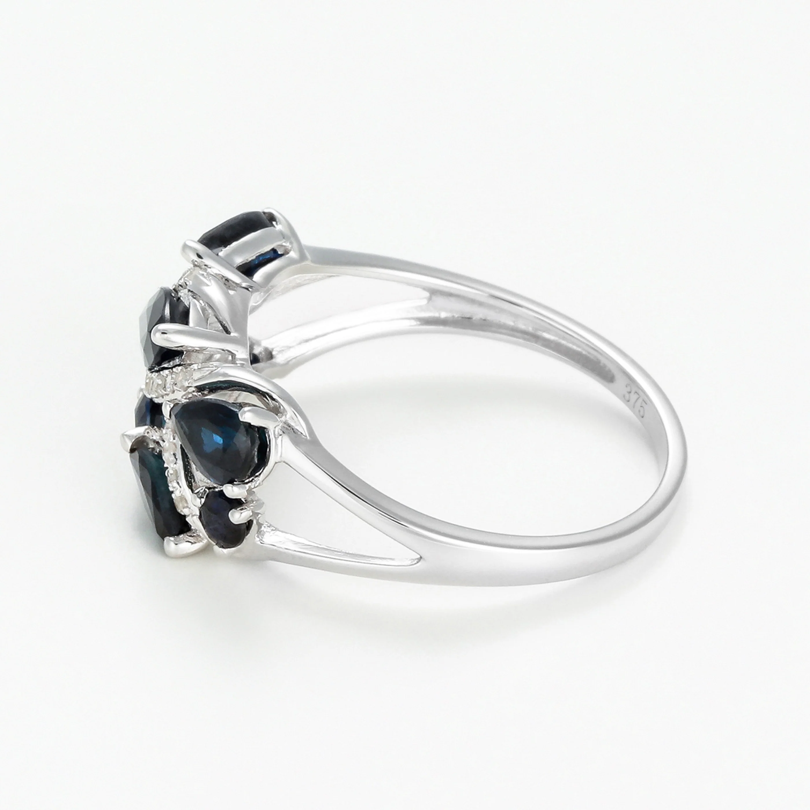 Bague "Floral Saphir" Or Blanc 375/1000 - Or Blanc 375/1000 - Image 3