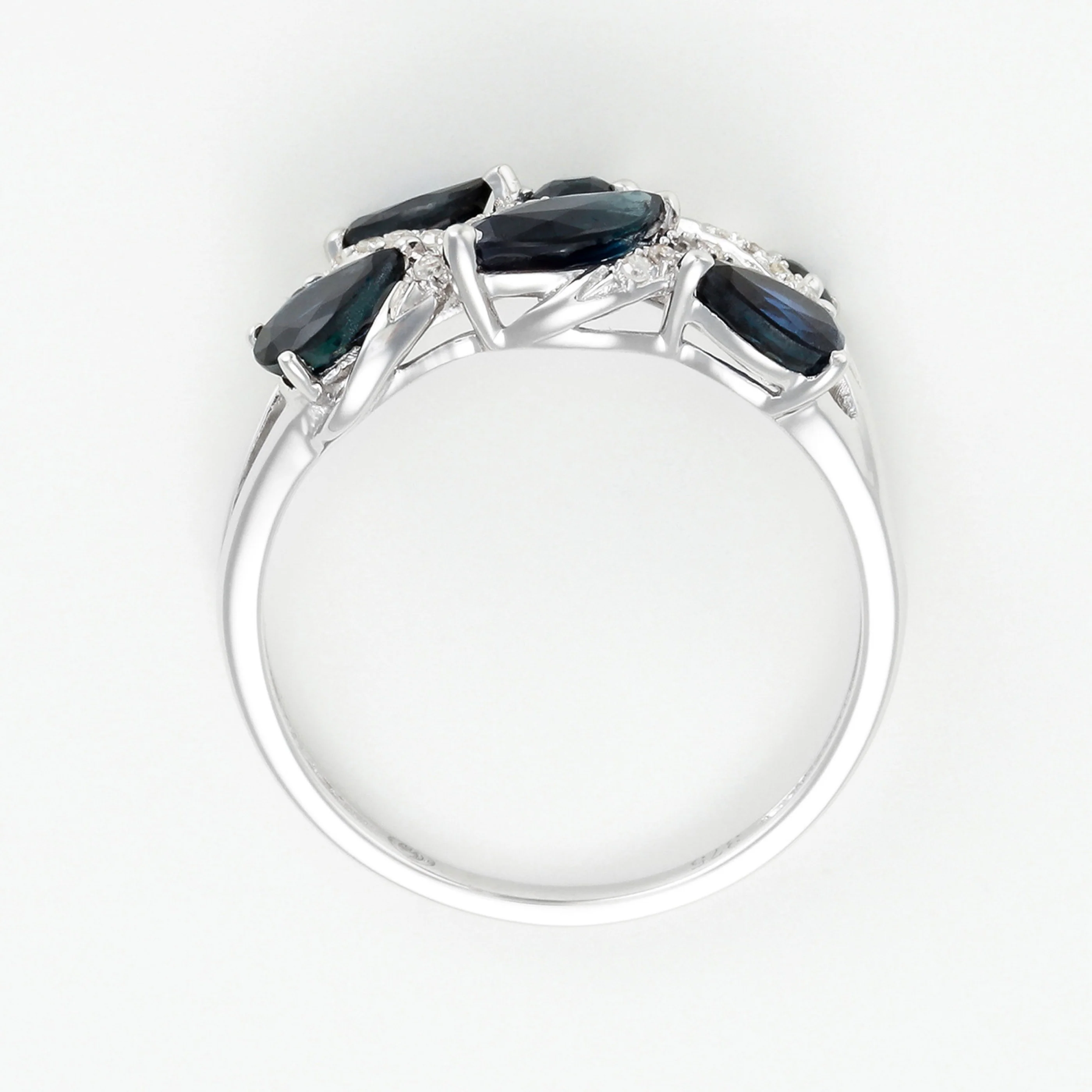 Bague "Floral Saphir" Or Blanc 375/1000 - Or Blanc 375/1000 - Image 4