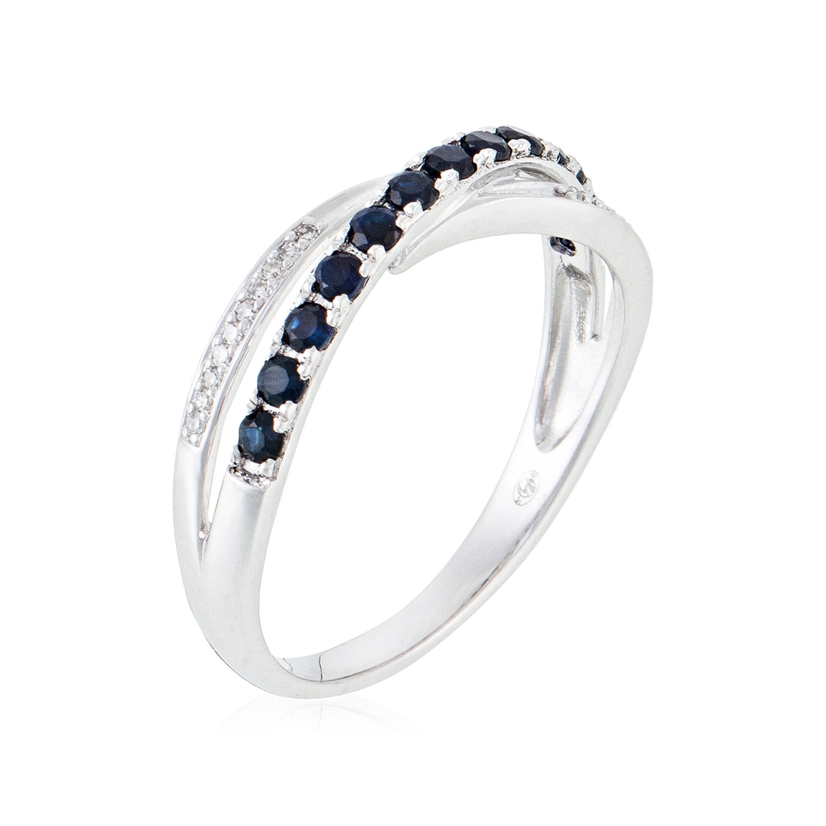 Bague "Croisé Saphir" - Or Blanc 375/1000 - Image 2