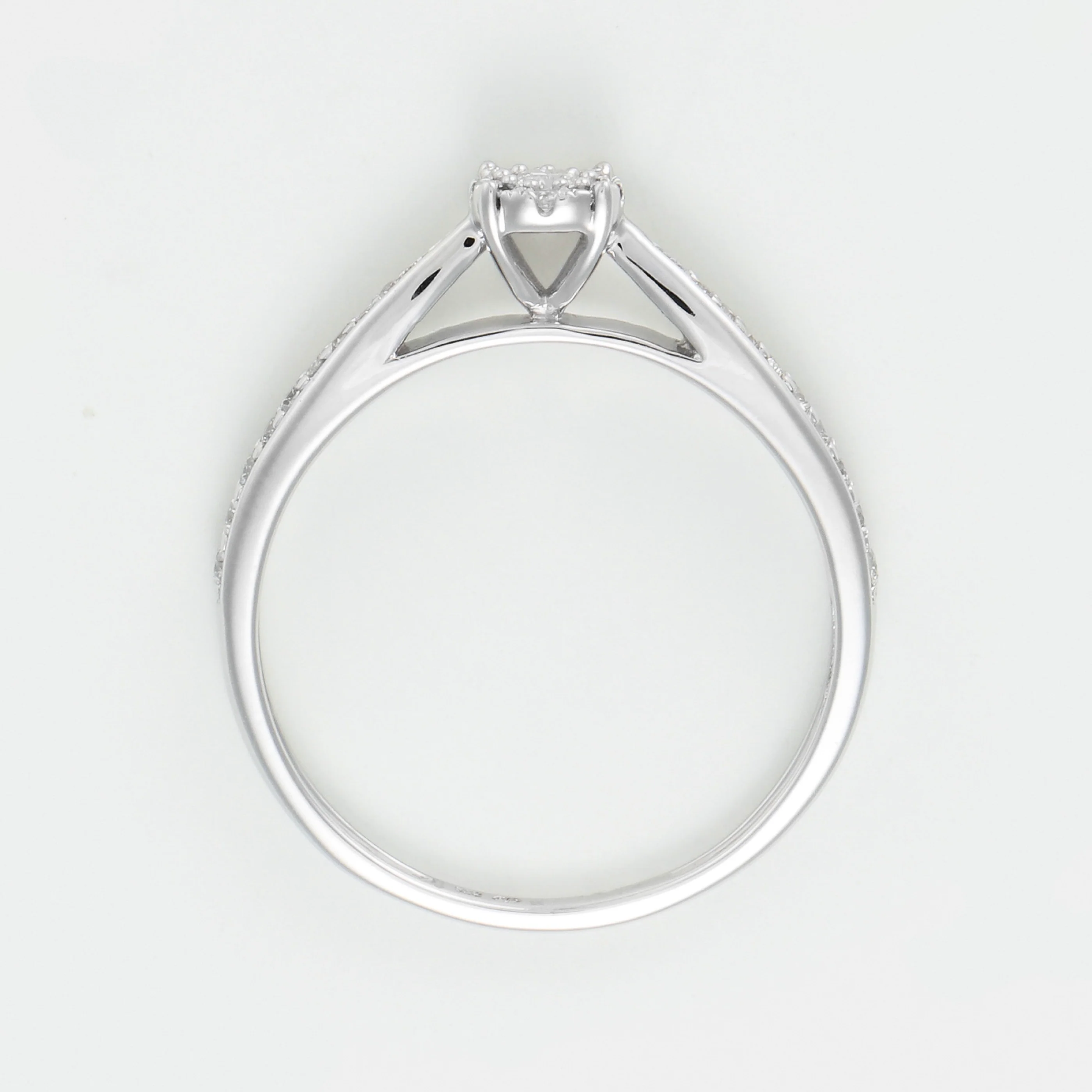 Bague "Solitaire Radieux" D0,020/28 - Or Blanc 375/1000 - Image 3