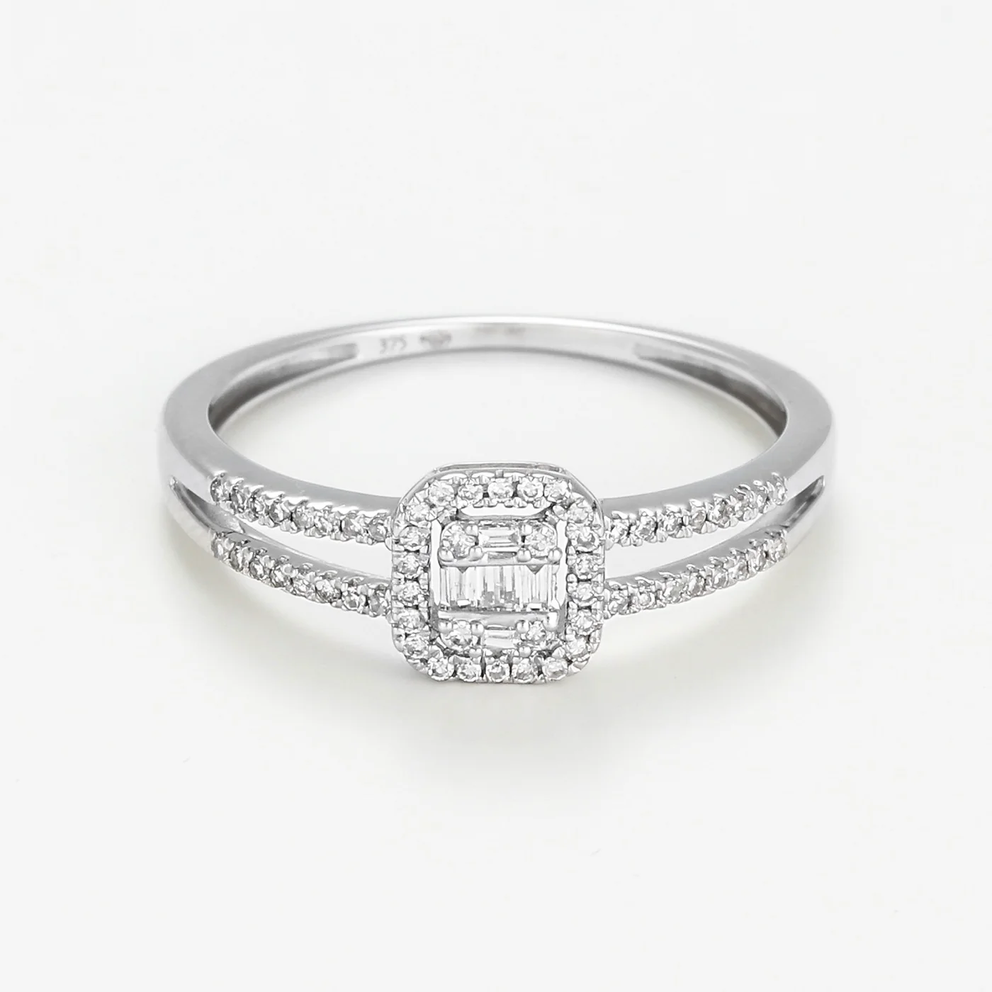 Bague "Brillants Baguettes" - Or Blanc 375/1000 - Image 2