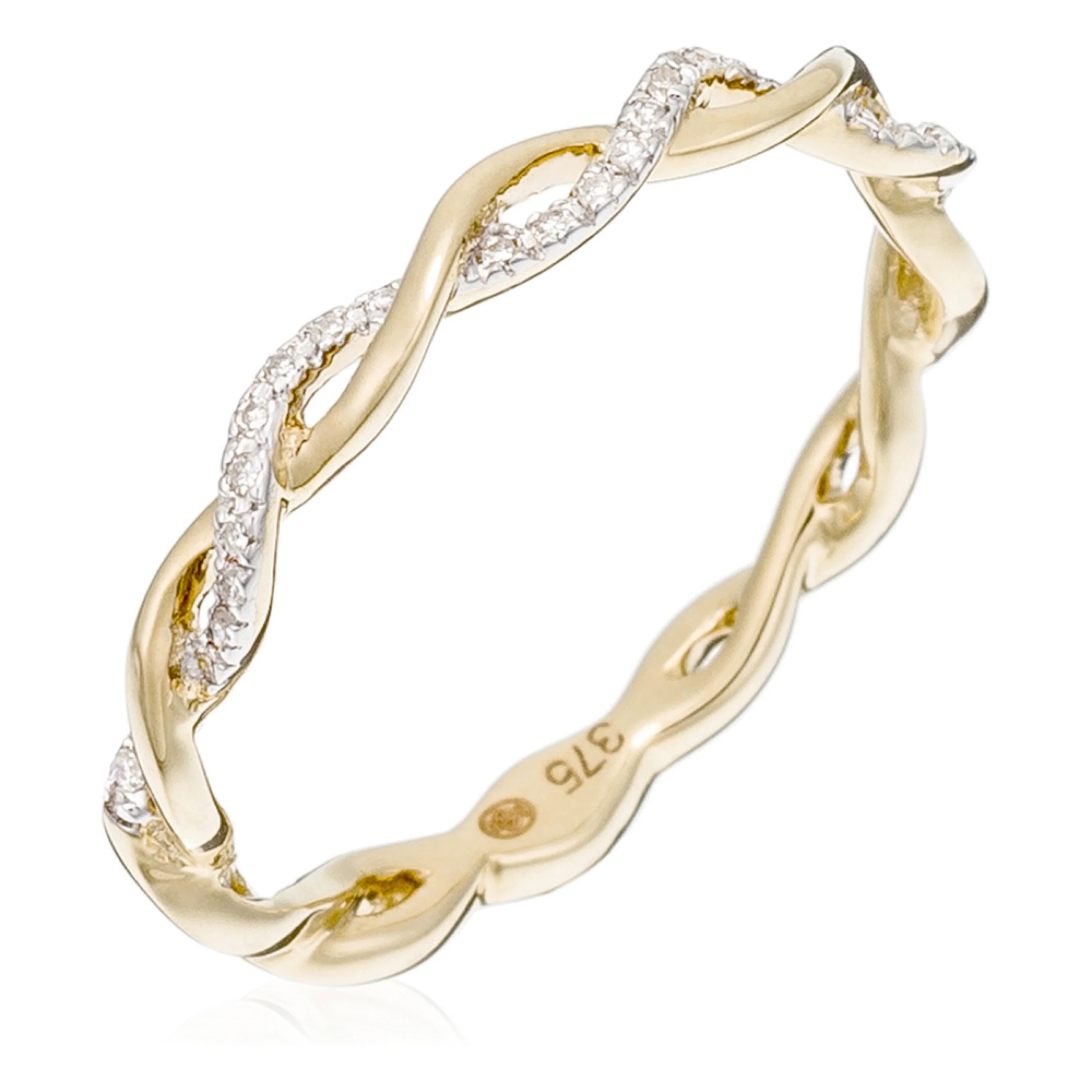 Bague "Entortillement" Diamant 0,06Cts/29 - Or Jaune 375/1000 - Image 2