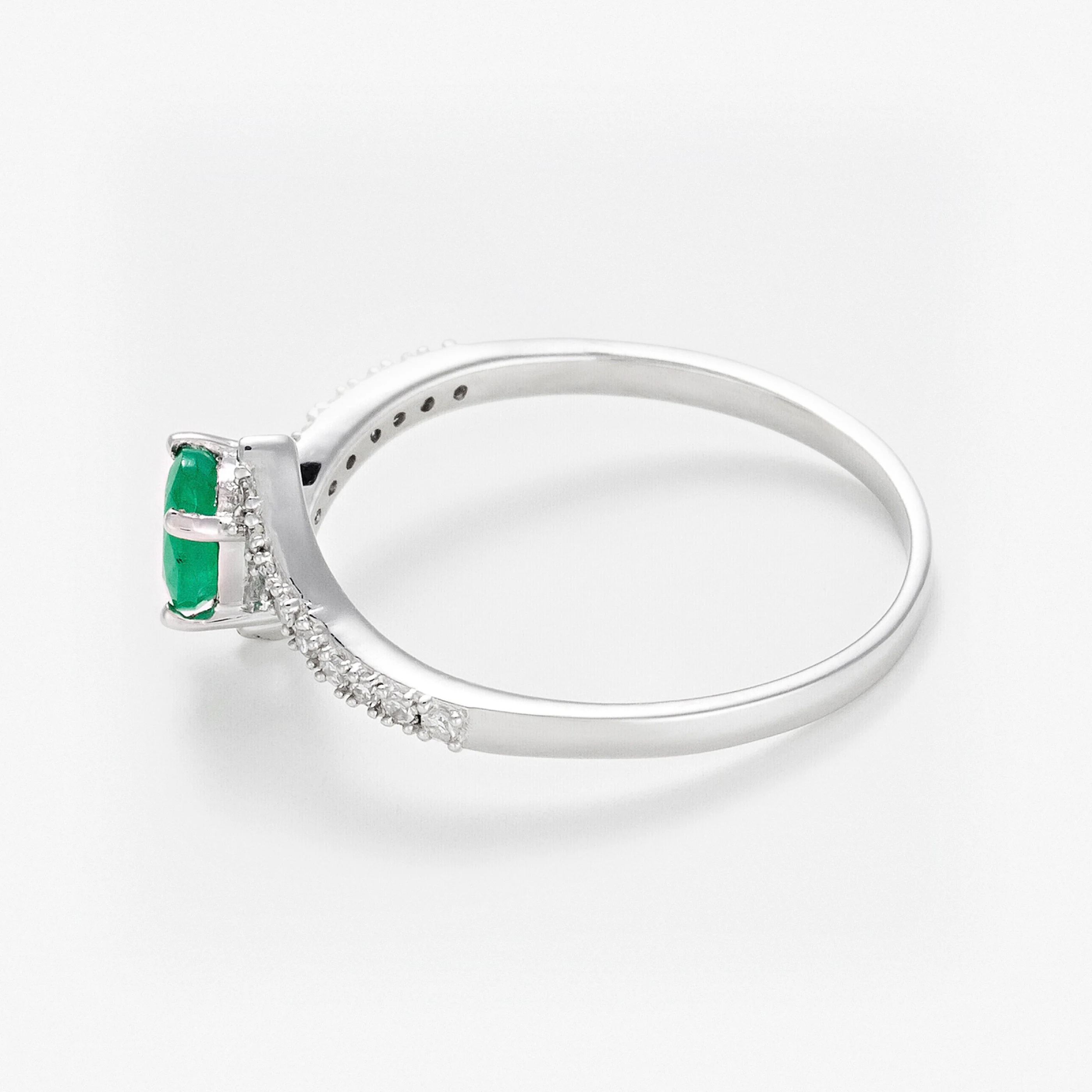 Bague "Belle Émeraude" D0,09/18 + E0,35/1 - Or Blanc 375/1000 - Image 3