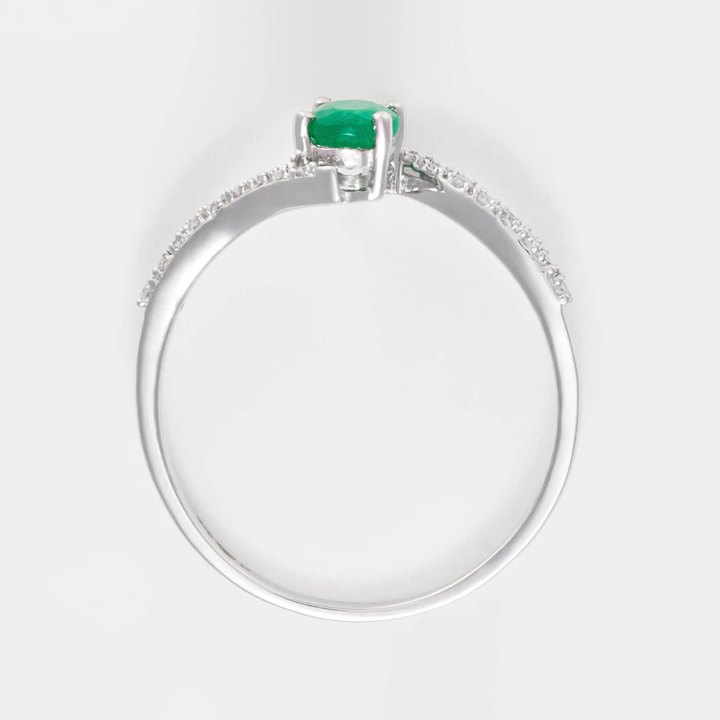 Bague "Belle Émeraude" D0,09/18 + E0,35/1 - Or Blanc 375/1000 - Image 4