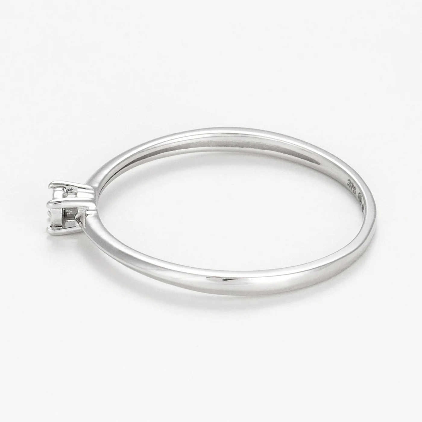 Bague Solitaire "Pure" Or Blanc Diamants: 0,01Ct/1 - Or Blanc 375/1000 - Image 3