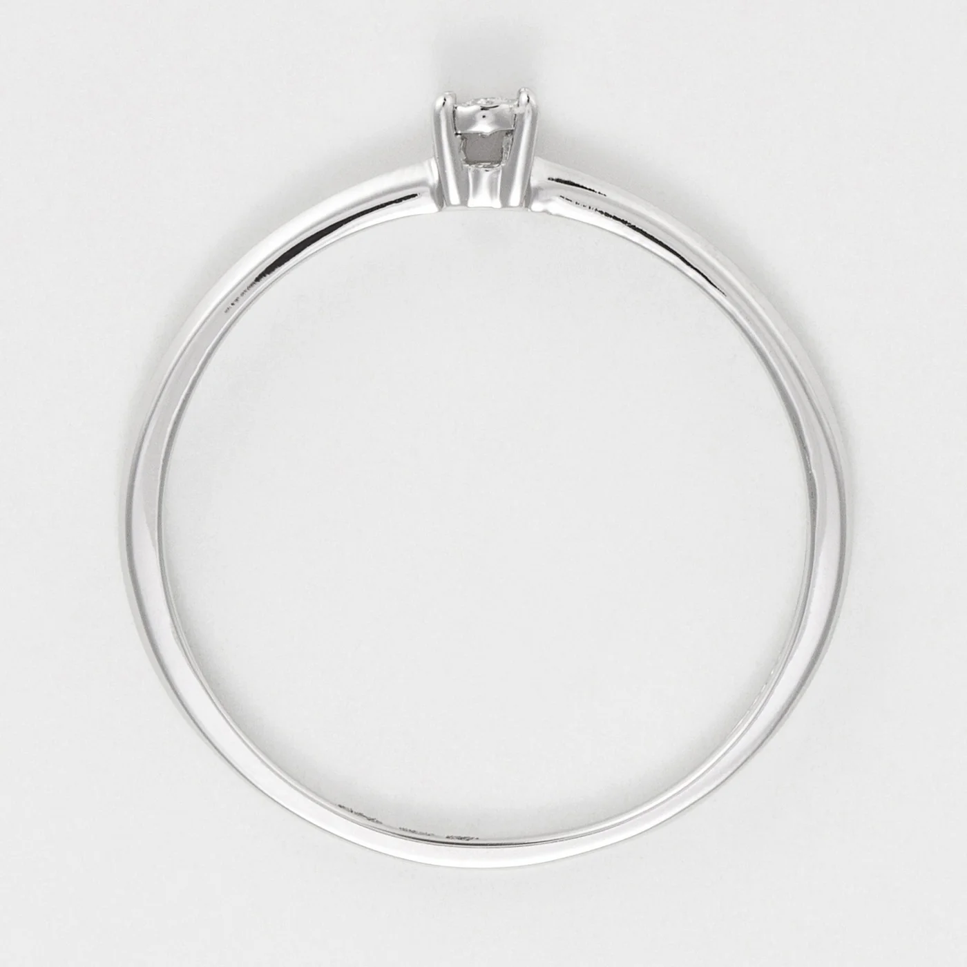 Bague Solitaire "Pure" Or Blanc Diamants: 0,01Ct/1 - Or Blanc 375/1000 - Image 4
