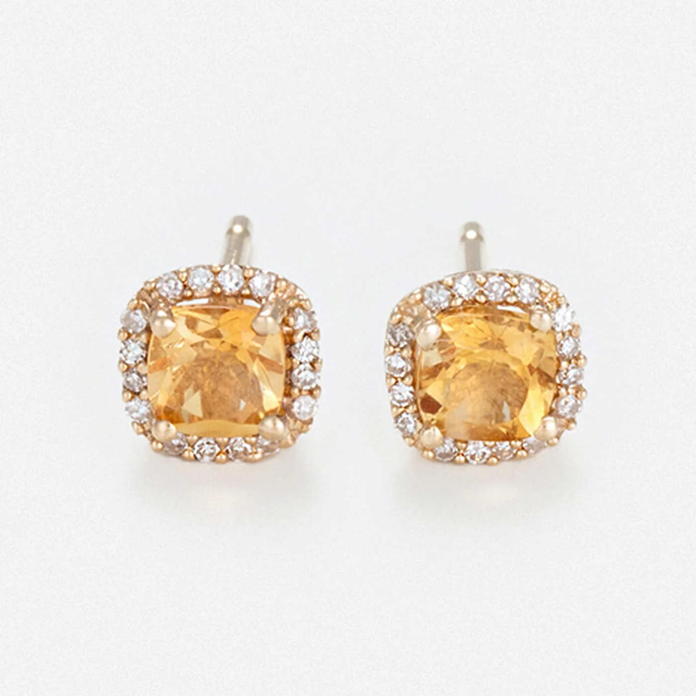 Boucles D'Oreilles "Popi Coussin Citrine" Diamant 0,07/32 + Citrine 0,6/2 - Or Jaune 375/1000 - Image 2