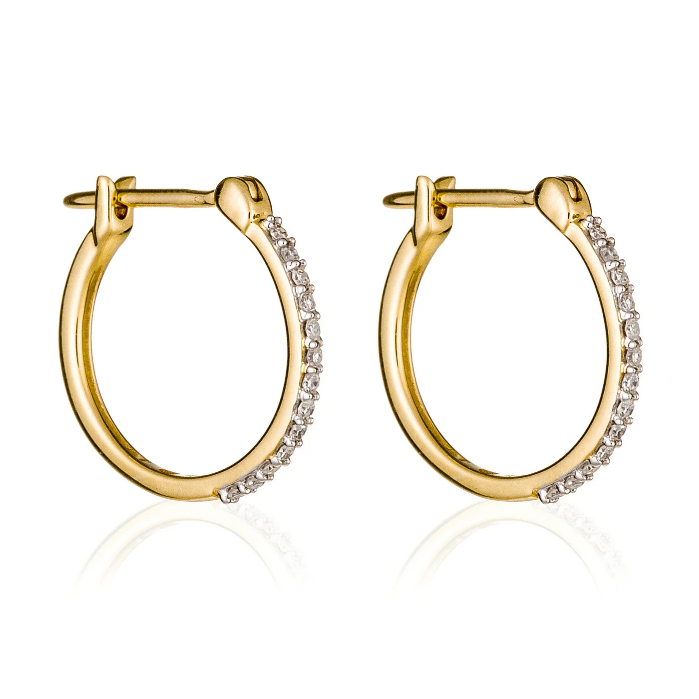 Boucles D'Oreilles "Créoles Sublimes" Diamant: 0,10Ct/26 - Or Jaune 375/1000 - Image 2
