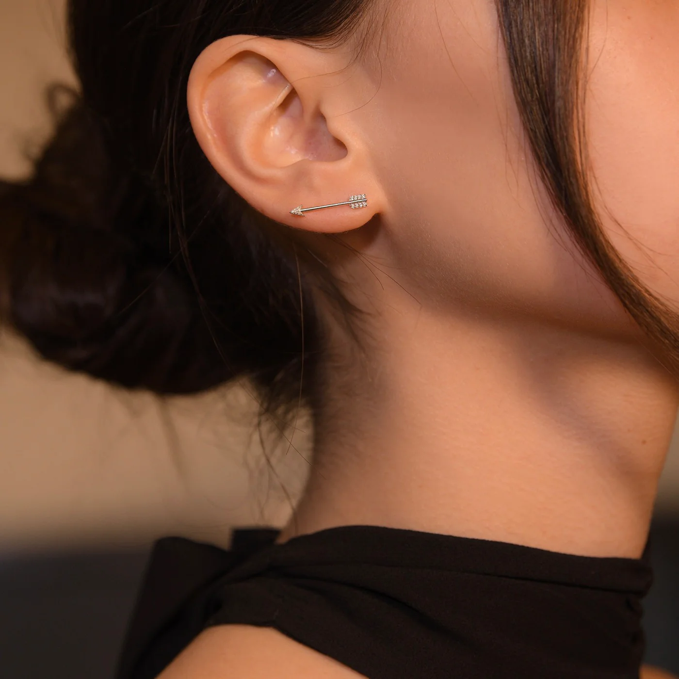 Boucle D'Oreille Fleche - Or Blanc 375/1000 - Image 3