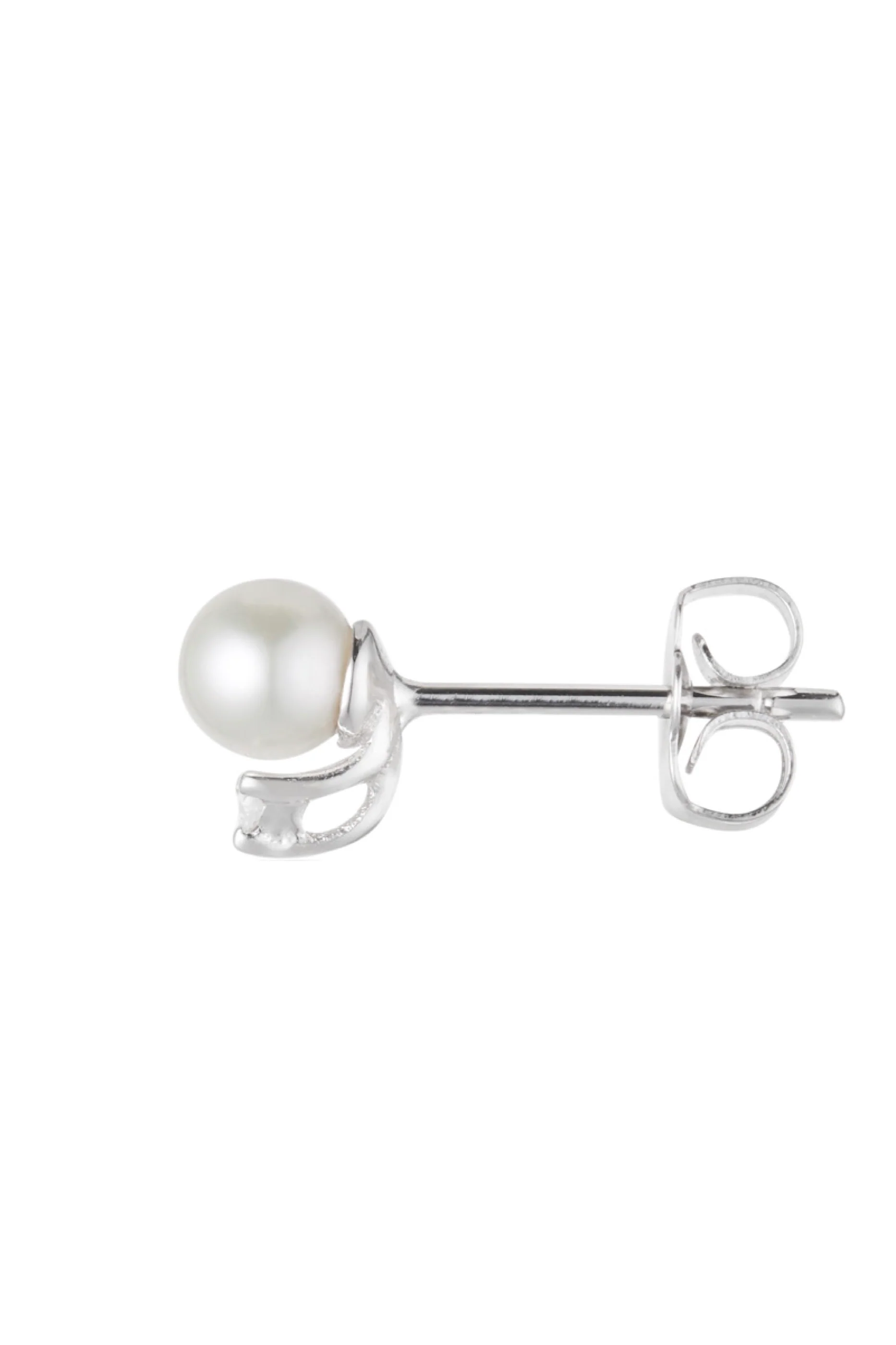 Boucles D'Oreilles "Perles Trio Brillant" Perles Blanches Et Diamants: 0,02Ct/2 - Or Blanc 375/1000 - Image 2