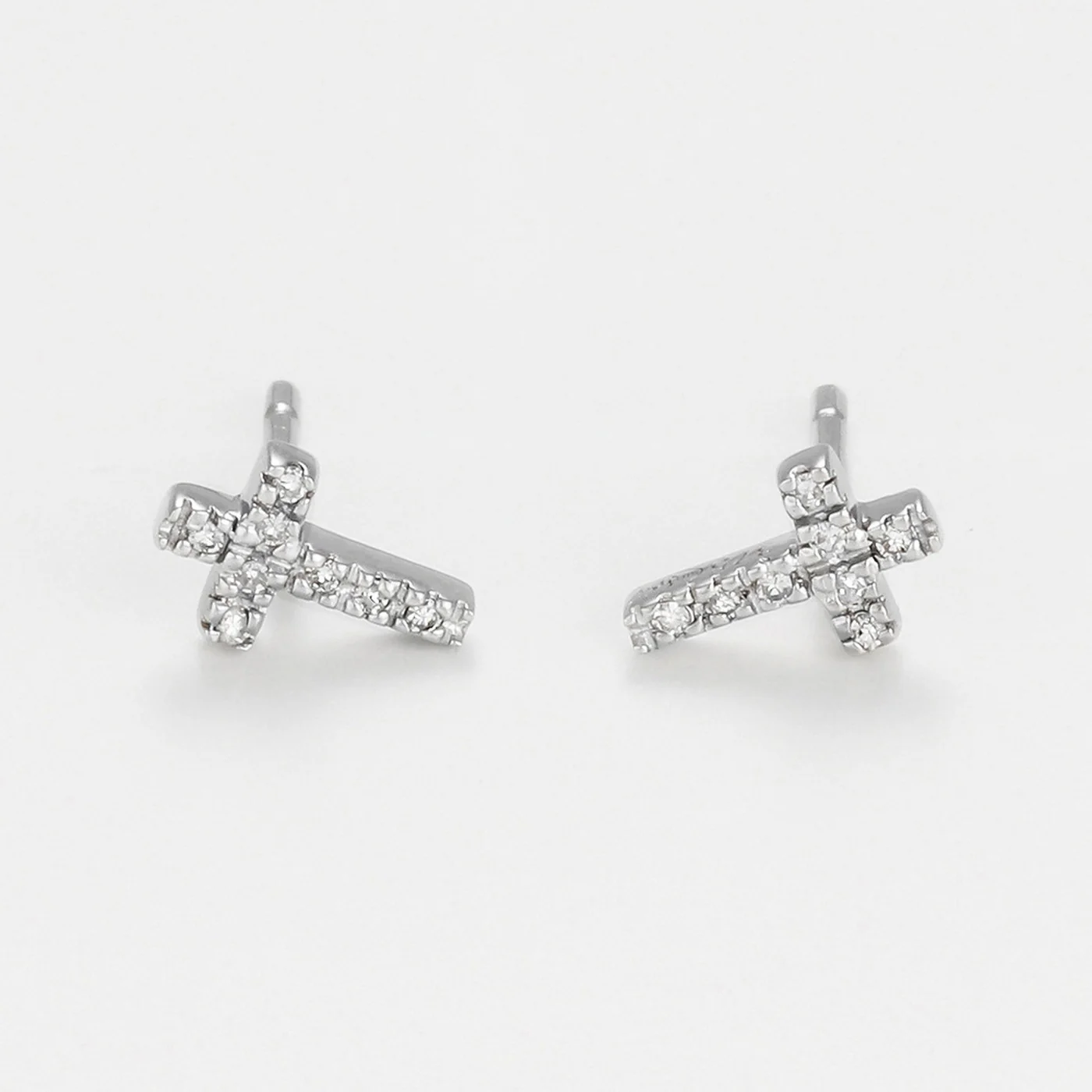 Boucles D'Oreilles "Jolie Croix" D0,05/16 - Or Blanc 375/1000 - Image 2